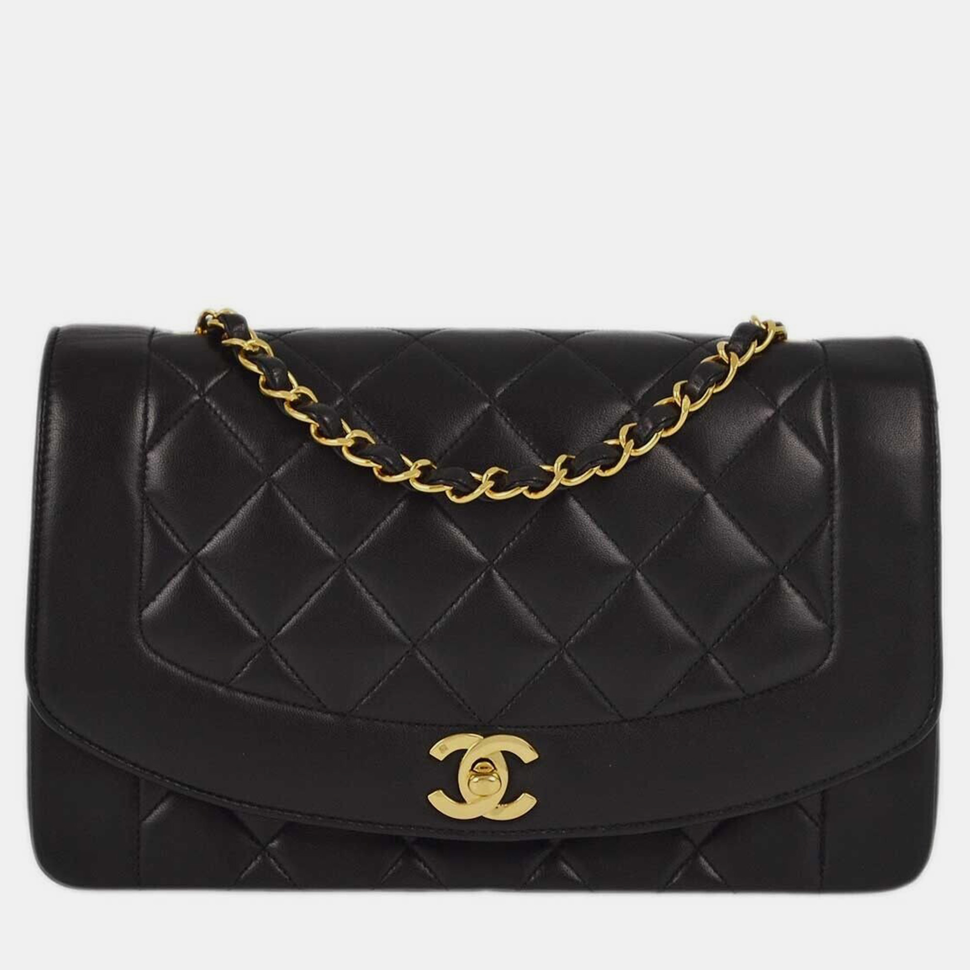 

Chanel Black Lambskin Quilted Medium Diana Shoulder Bag