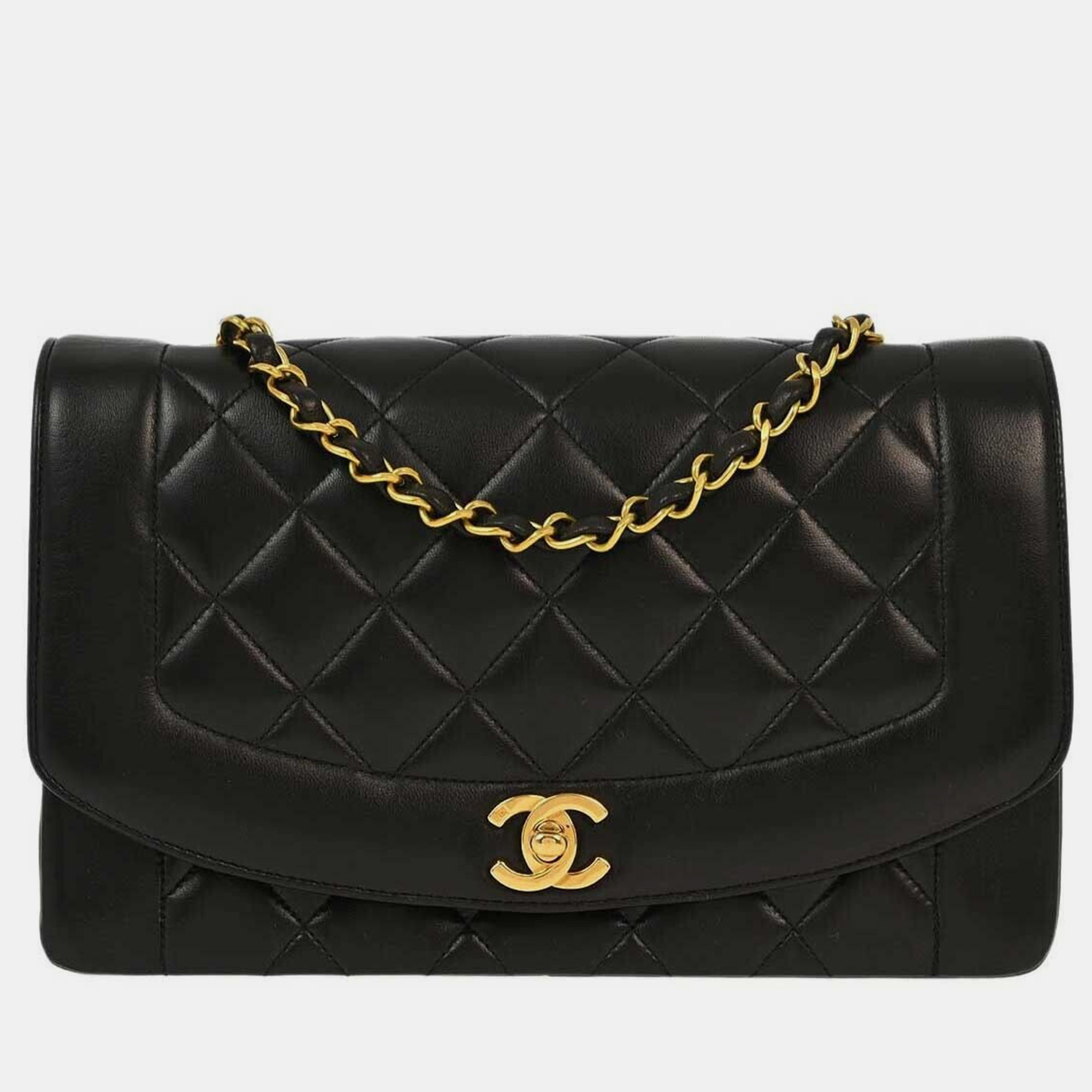 

Chanel Black Lambskin Leather Medium Diana Shoulder Bag