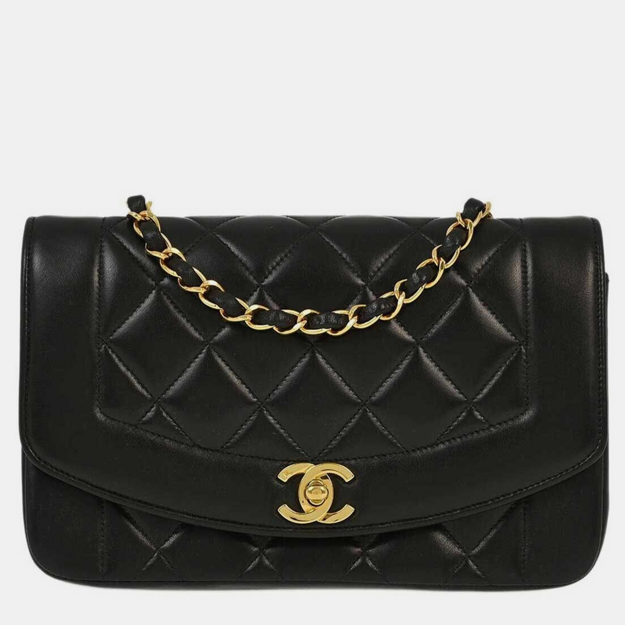 

Chanel Black Lambskin Leather Small Diana Shoulder Bag