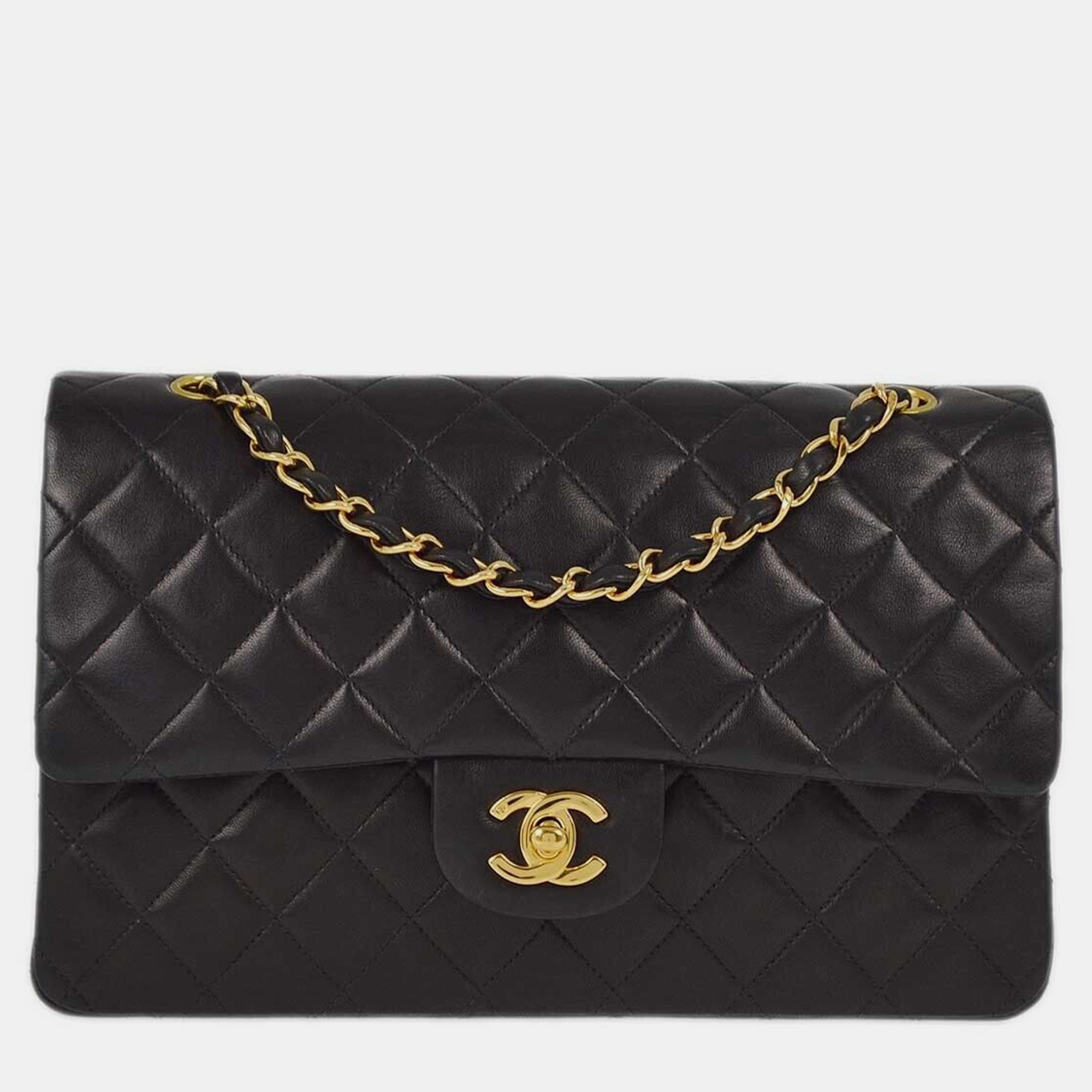 

Chanel Black Lambskin Medium Classic Double Flap Shoulder Bag