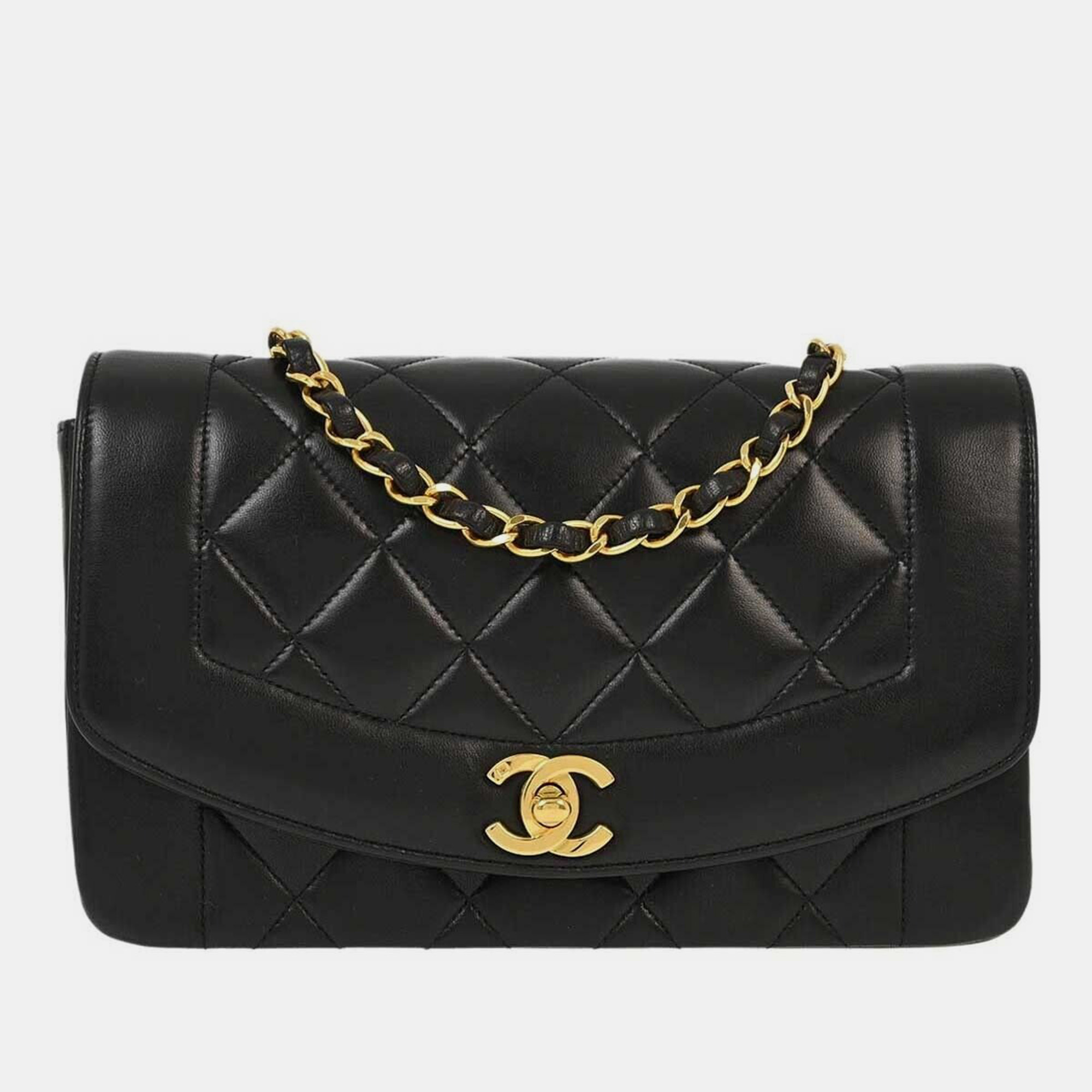 

Chanel Black Lambskin Leather Small Diana Shoulder Bag