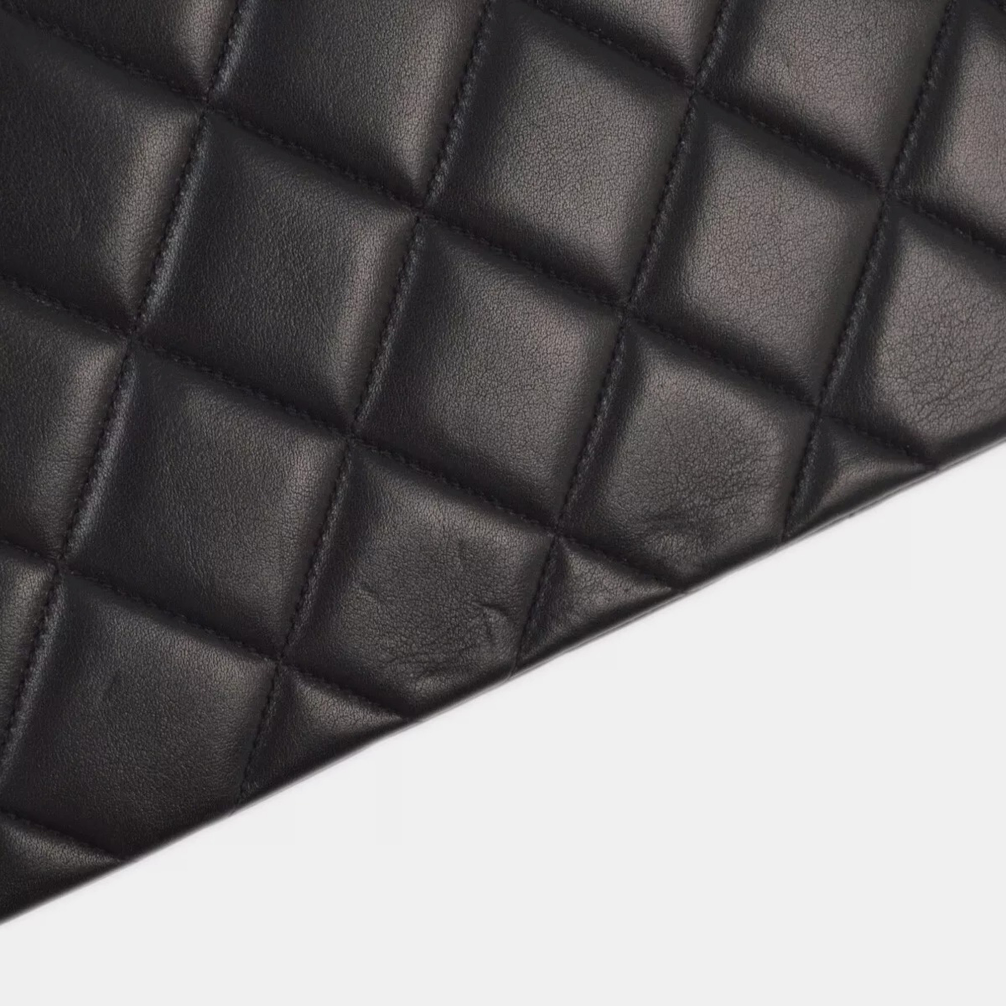 Chanel Black Lambskin Leather Maxi Classic Flap Jumbo Chain Shoulder Bag 