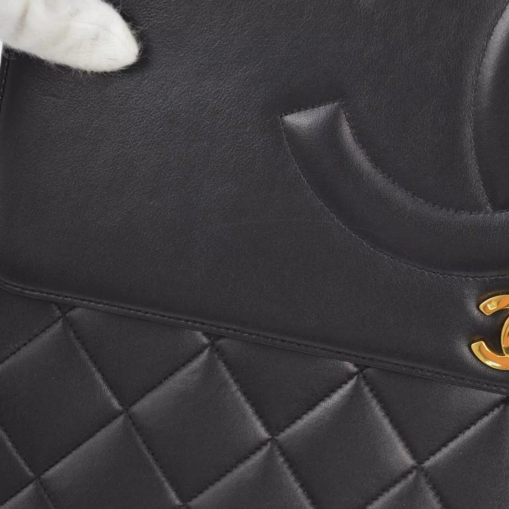 Chanel Black Lambskin Leather Maxi Classic Flap Jumbo Chain Shoulder Bag 