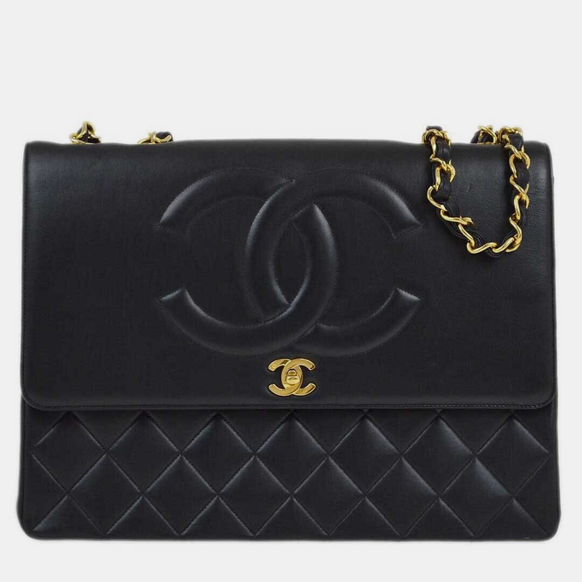 

Chanel Black Lambskin Classic Flap Maxi Jumbo Chain Shoulder Bag