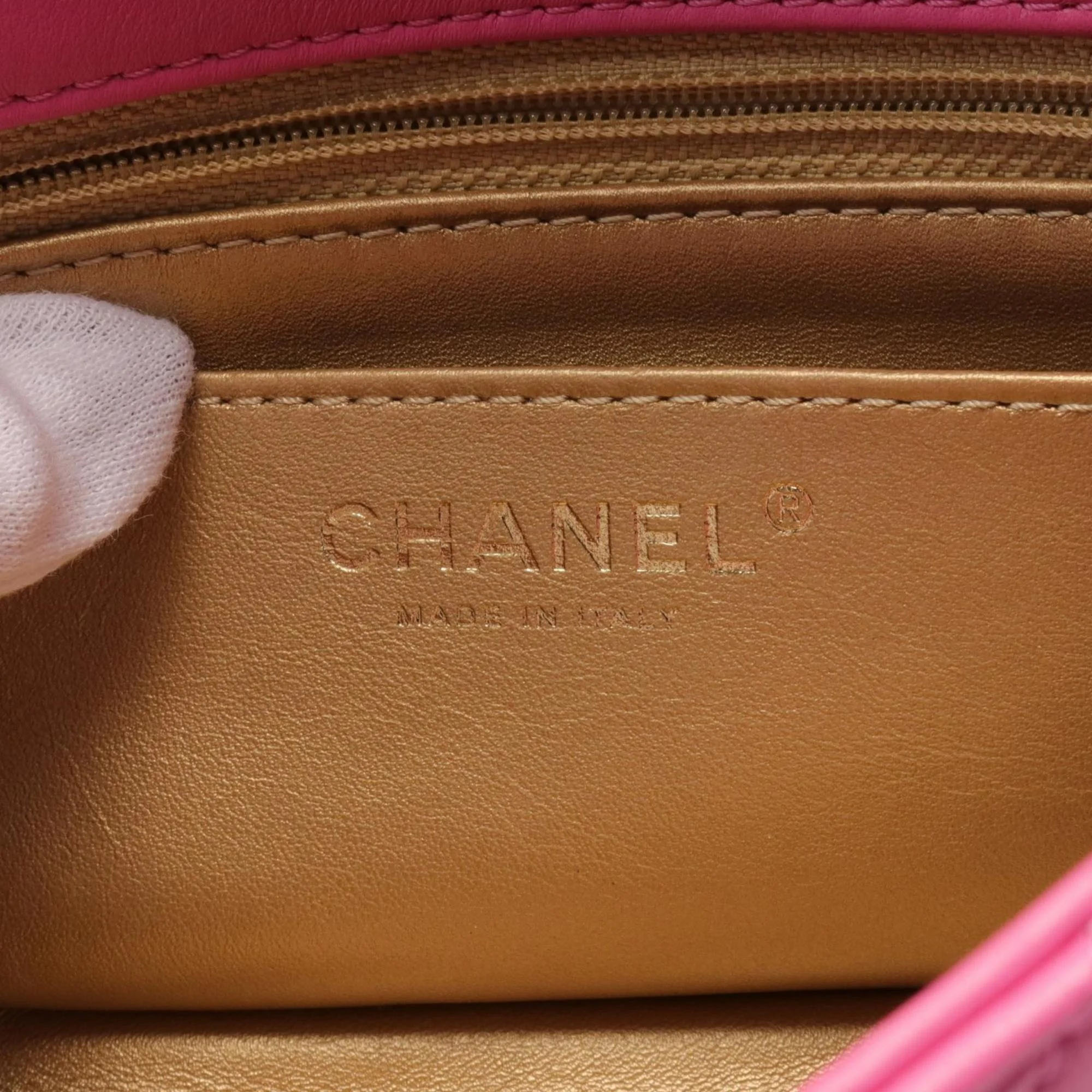 Chanel Pink Leather Flap Shoulder Bag 