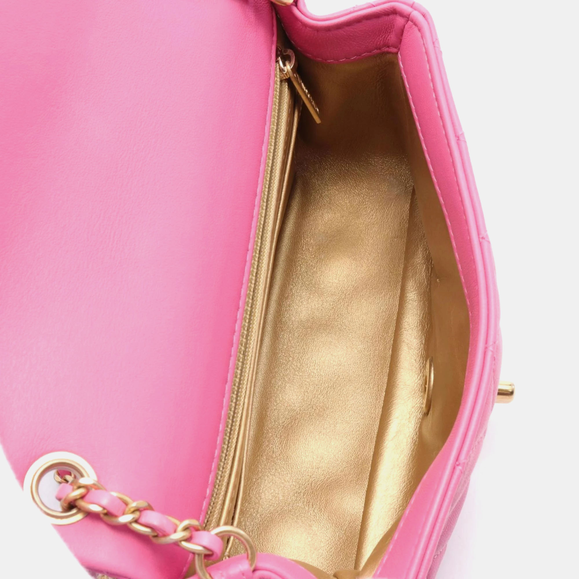 Chanel Pink Leather Flap Shoulder Bag 
