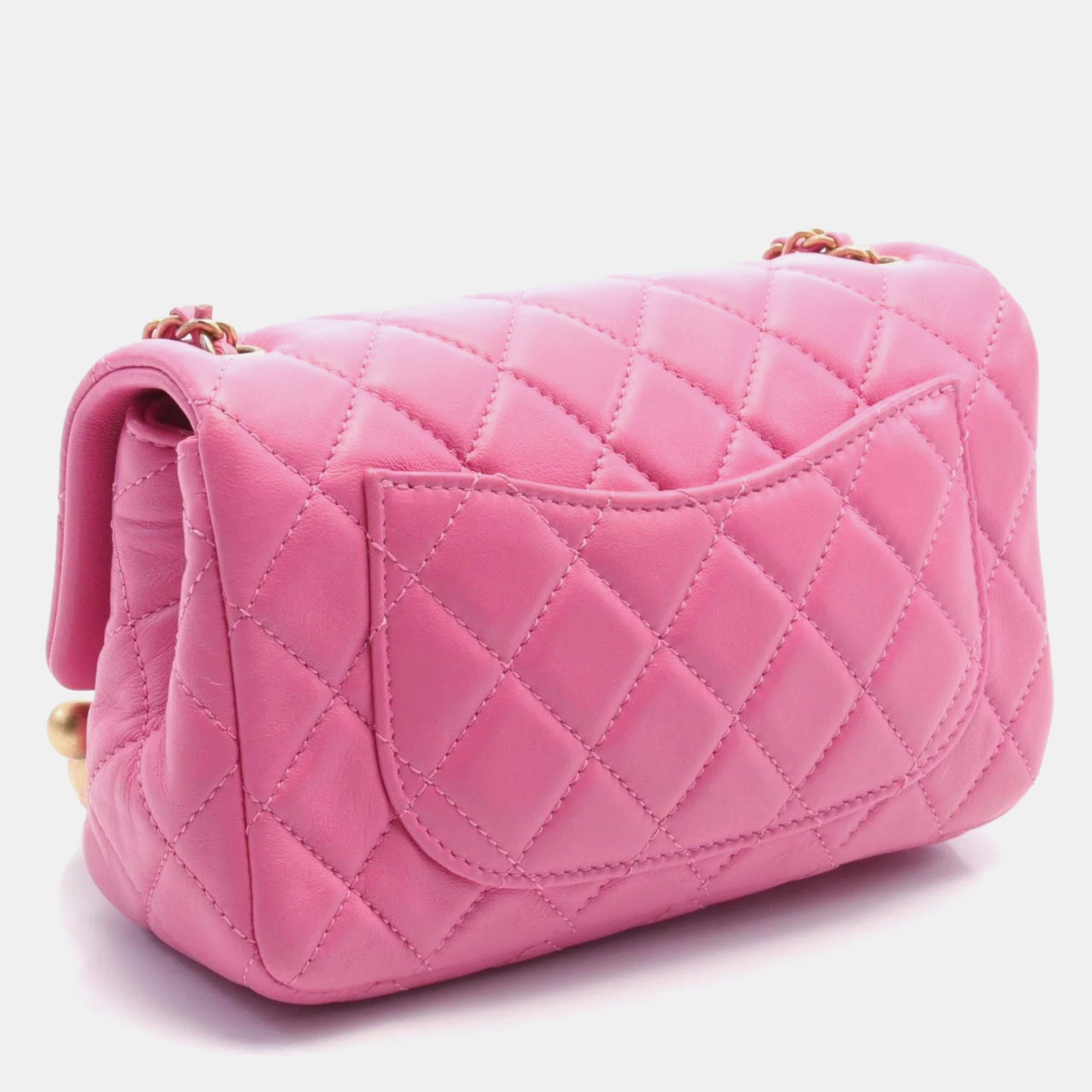 Chanel Pink Leather Flap Shoulder Bag 