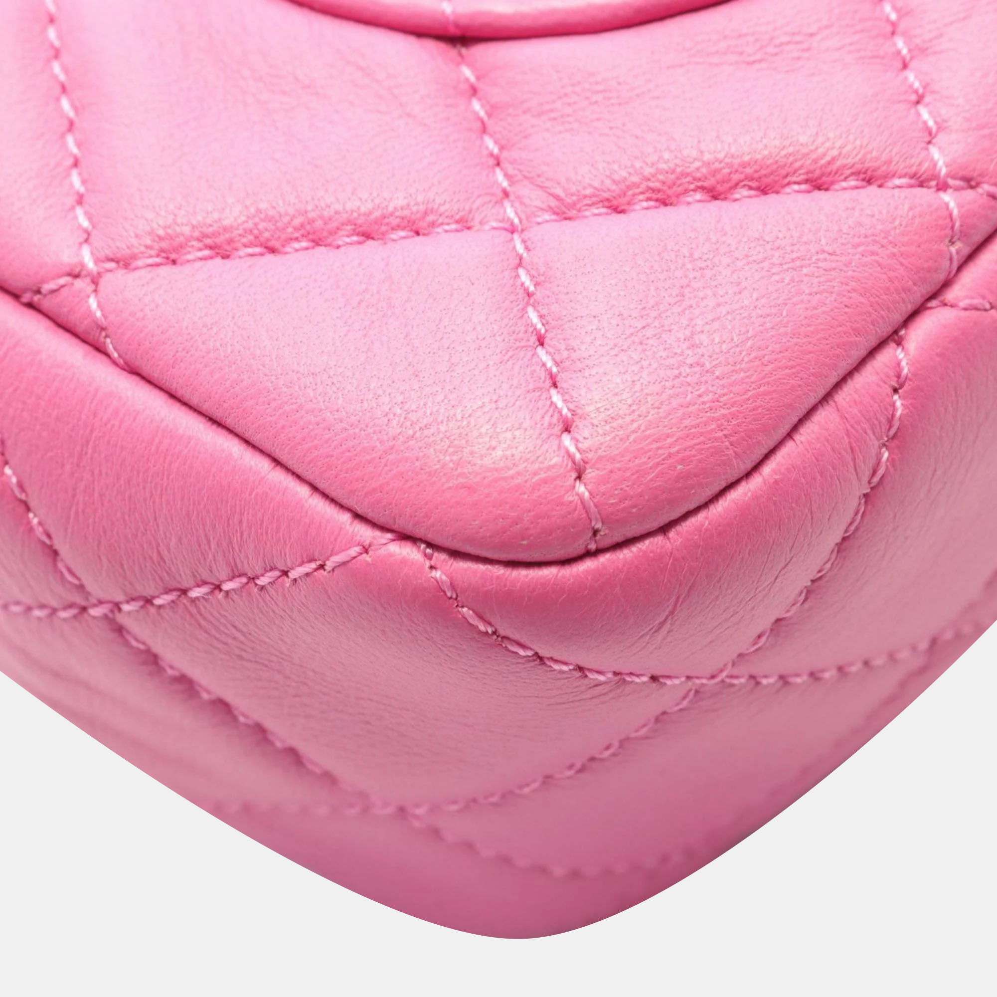 Chanel Pink Leather Flap Shoulder Bag 