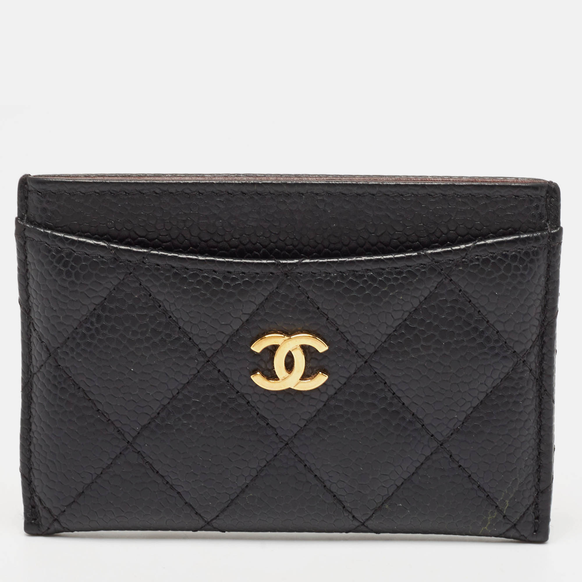 

Chanel Black Quilted Caviar Leather CC Card Holder