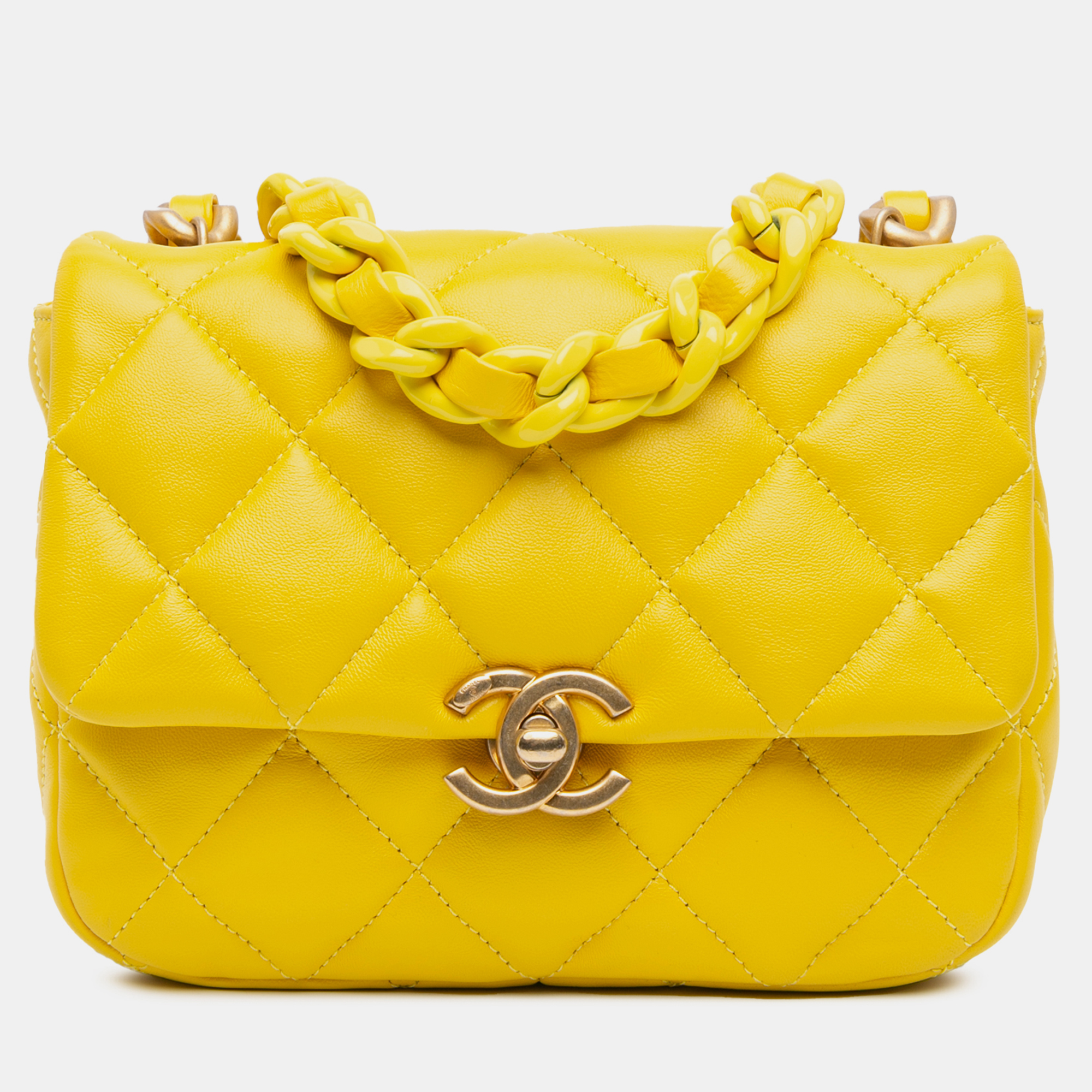 

Chanel Yellow Chanel Mini Quilted Lambskin Candy Chain Crossbody