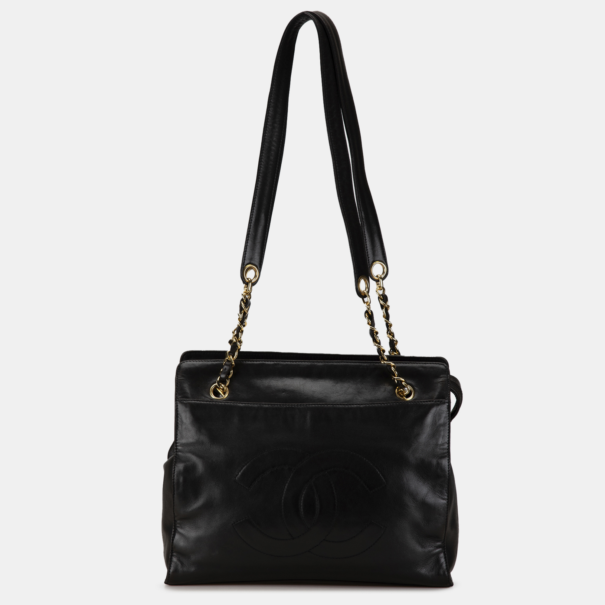 

Chanel CC Lambskin Chain Tote, Black