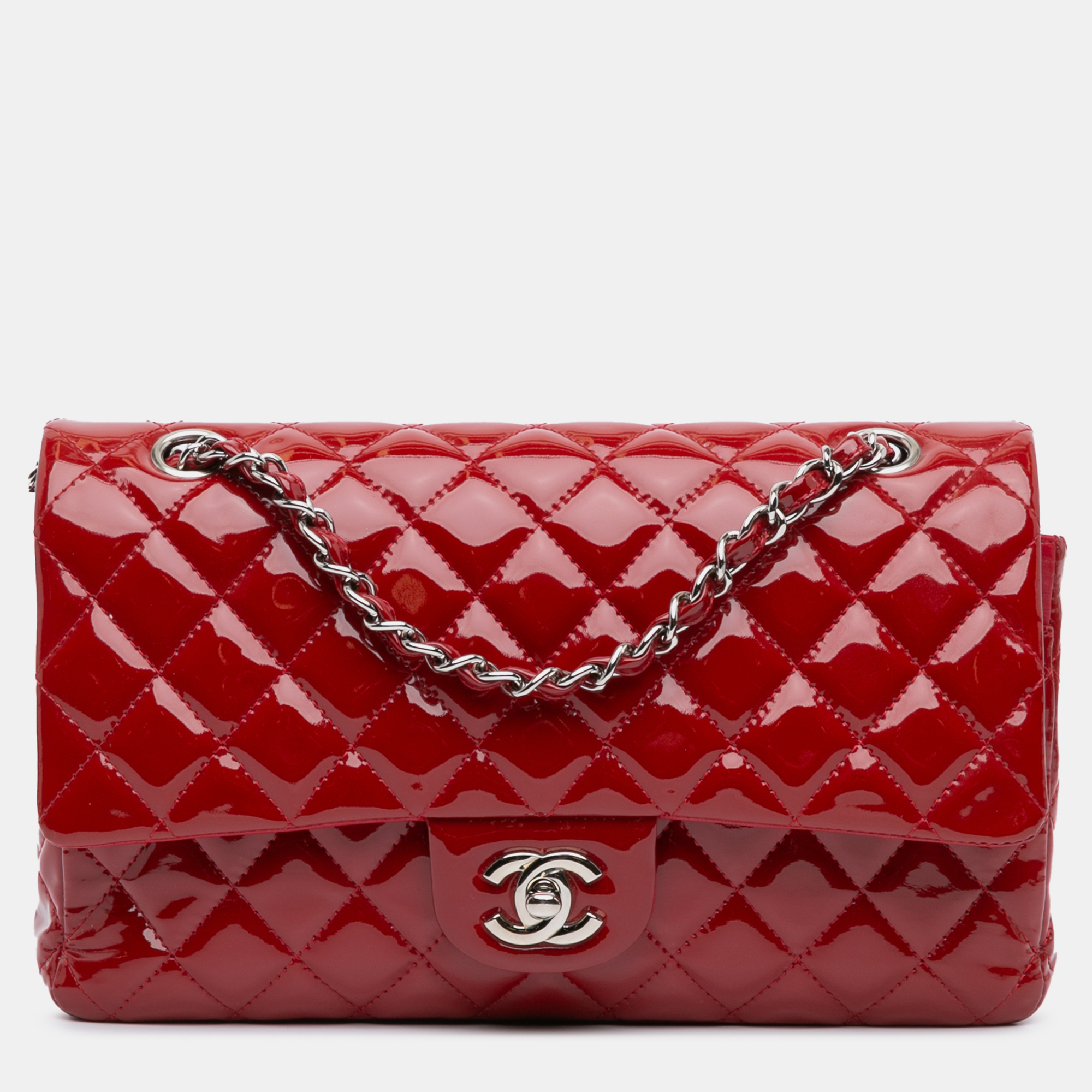 

Chanel Red Medium Classic Patent Double Flap