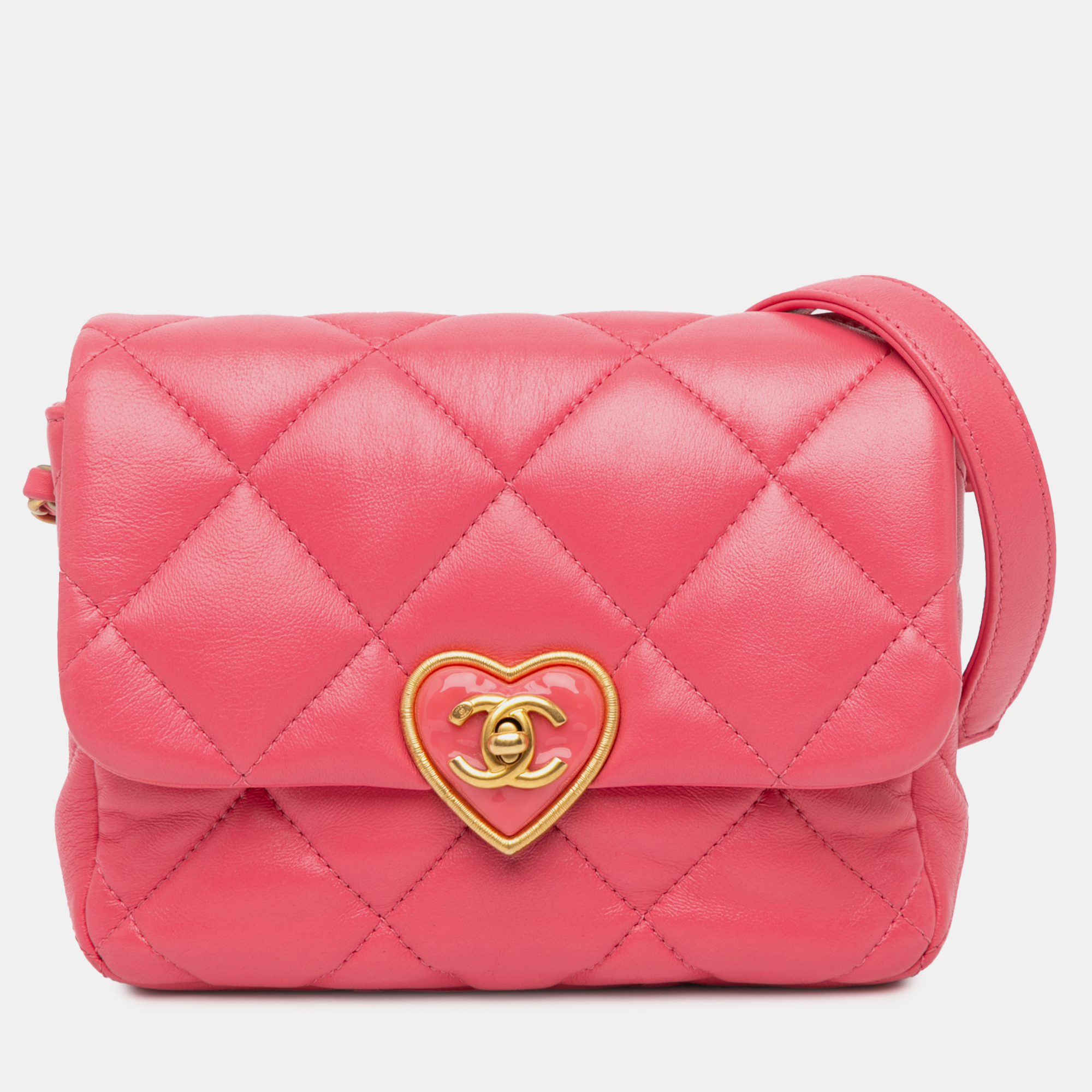 

Chanel Pink Mini Quilted Lambskin Plexiglass Coco Love Flap