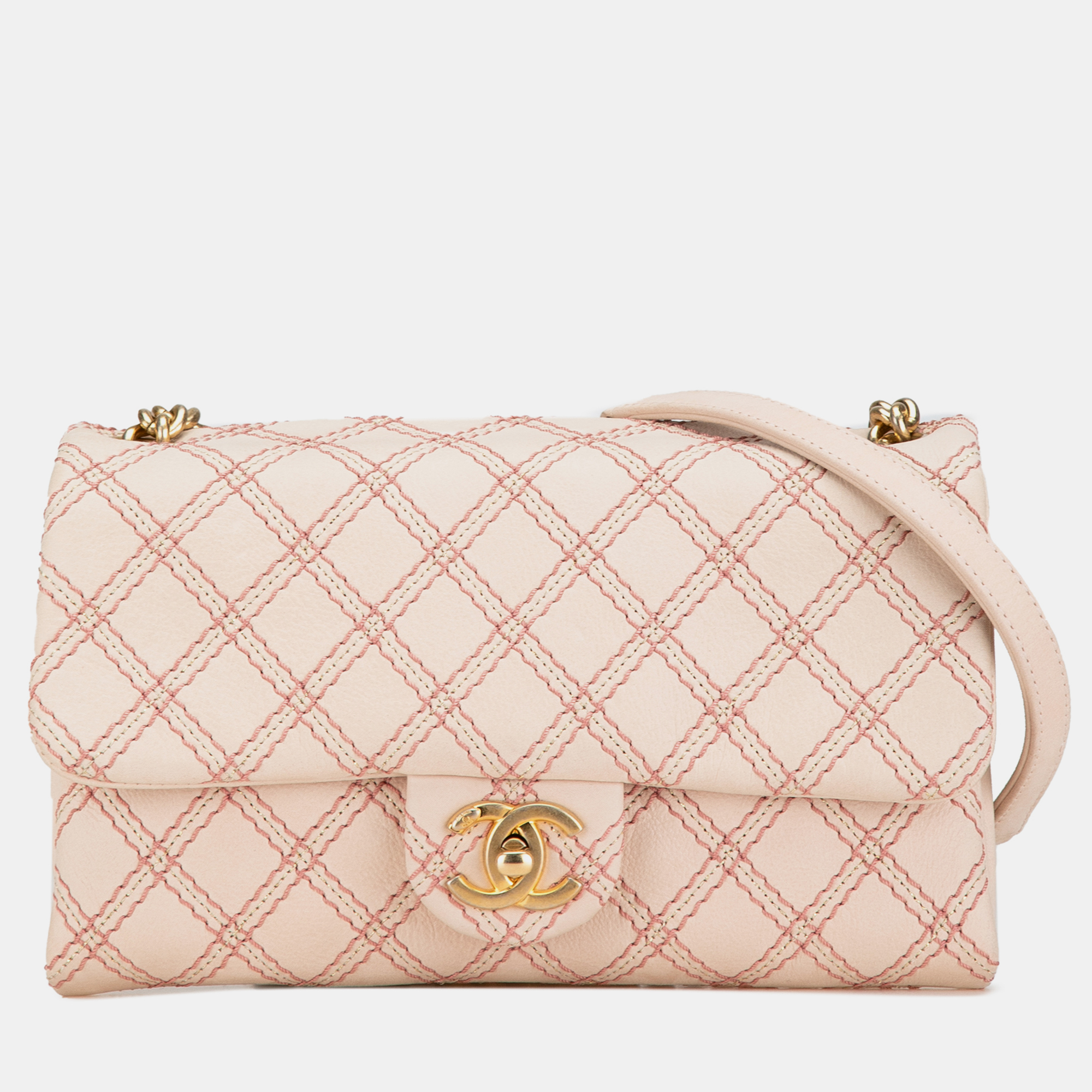 

Chanel Pink Small Calfskin Triple Stitched Flap