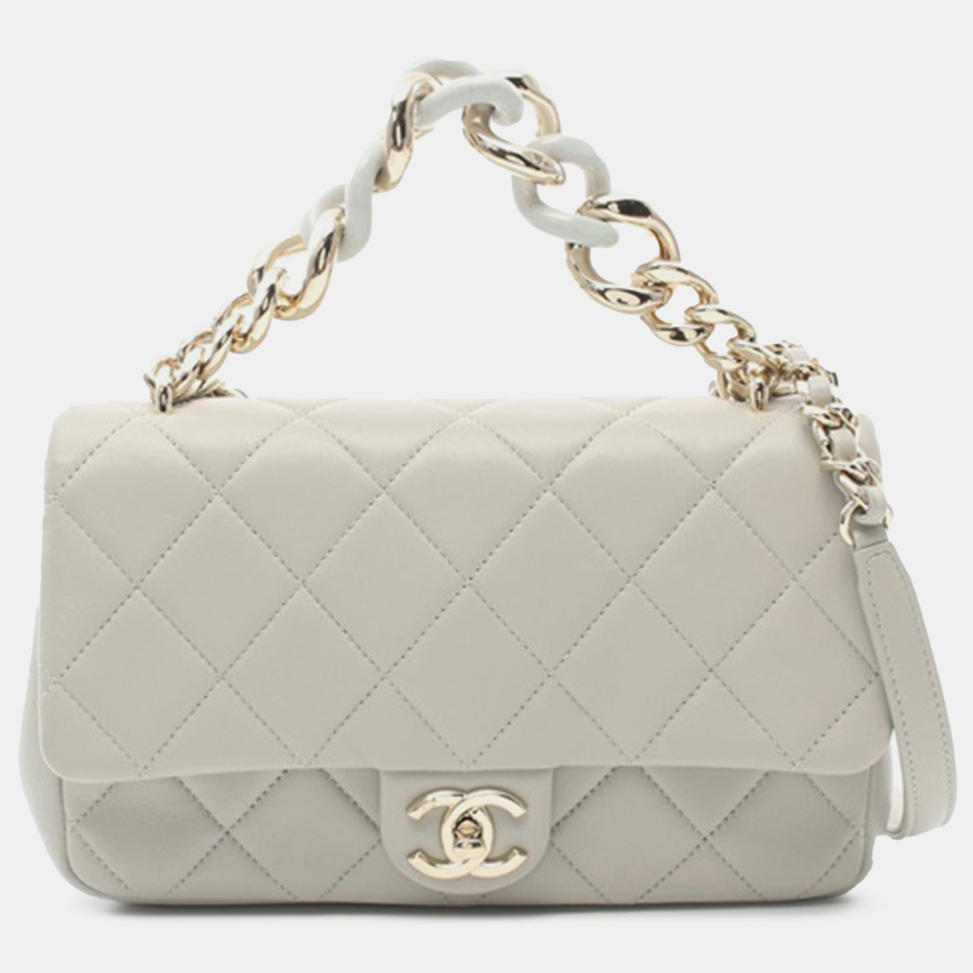 

Chanel Grey Small Lambskin Elegant Chain Single Flap