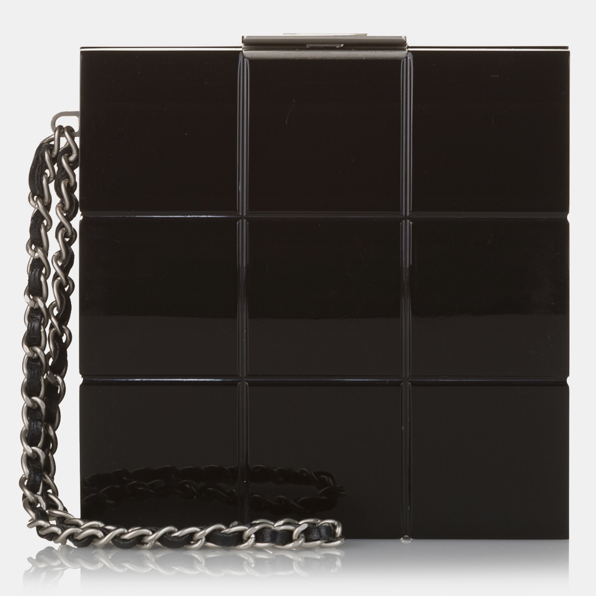 

Chanel Black Choco Bar Lucite Perspex Clutch