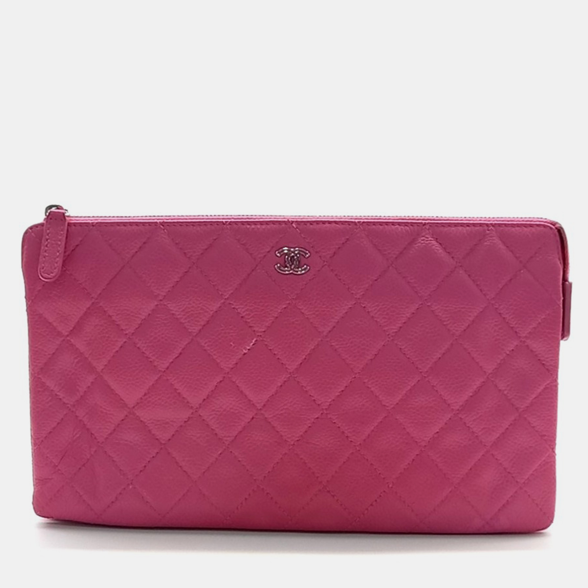 

Chanel Pink Question Leather Clutch And Pouch