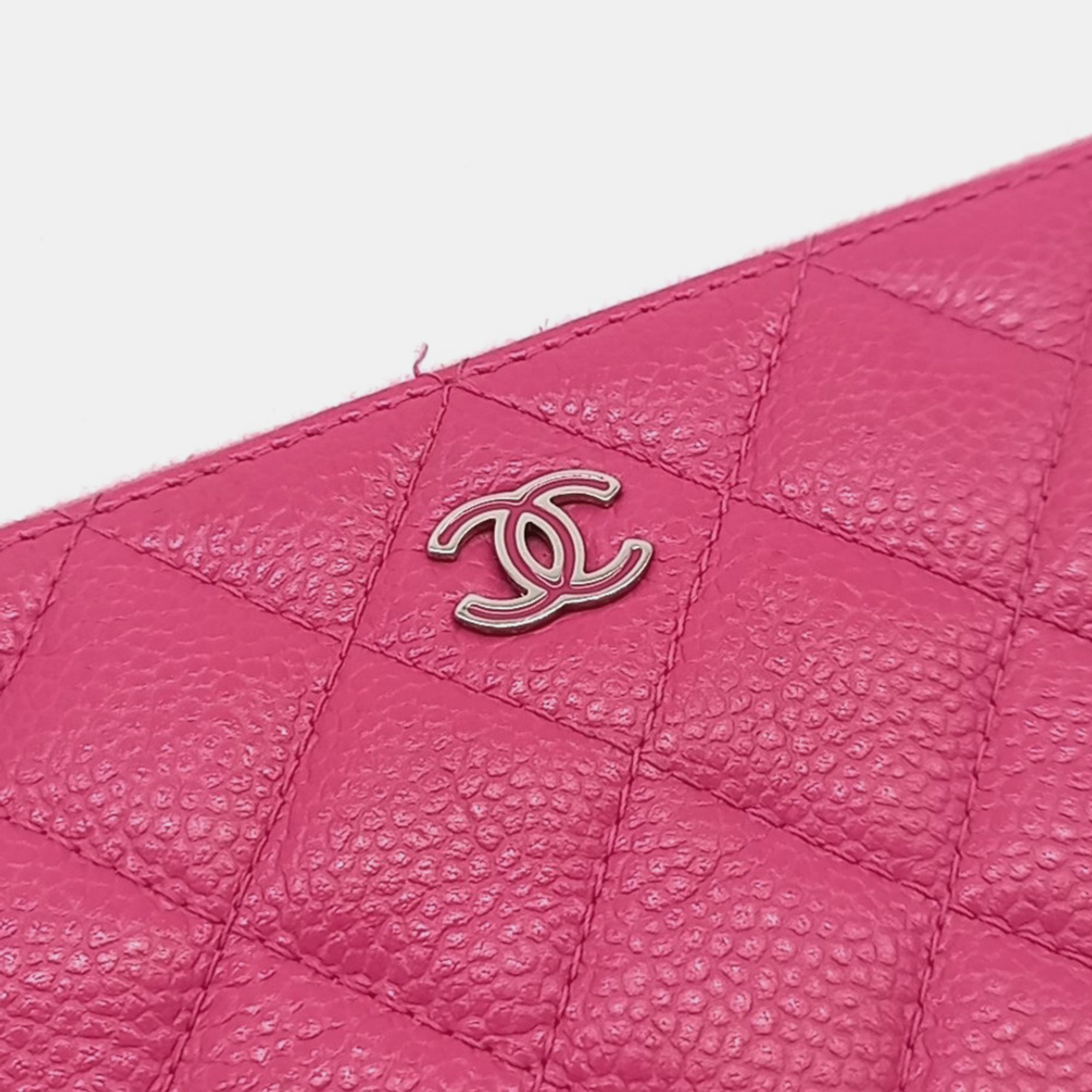 Chanel Pink Leather clutch and pouch 