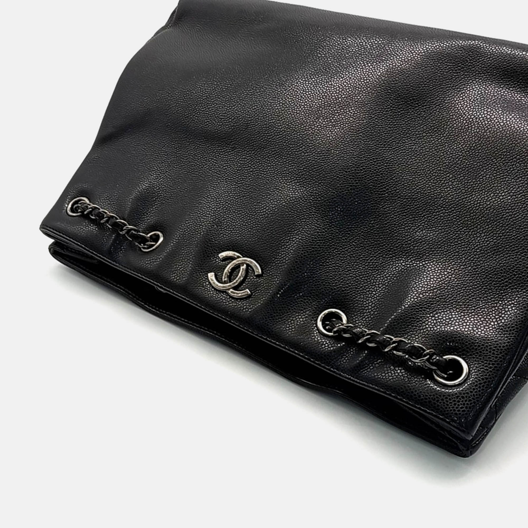 Chanel Black Leather Chain Shoulder Bag 