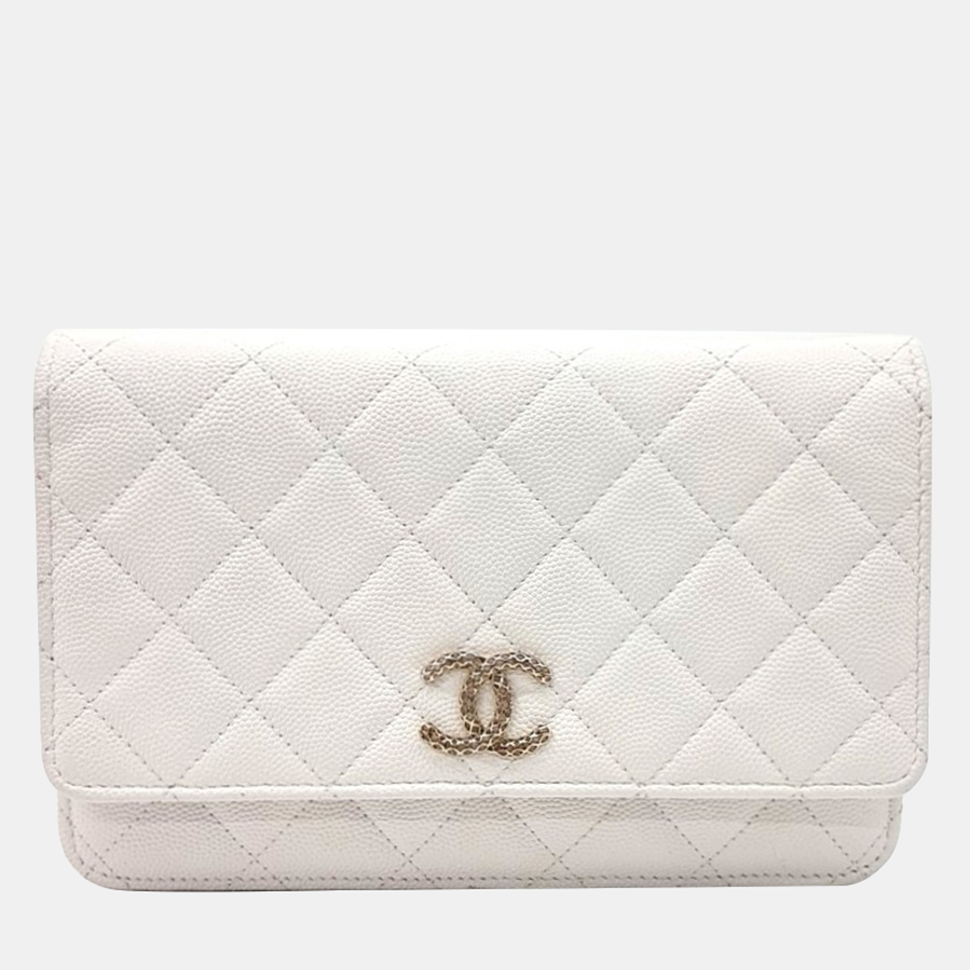 

Chanel White Leather Woc Mini Crossbody Bag