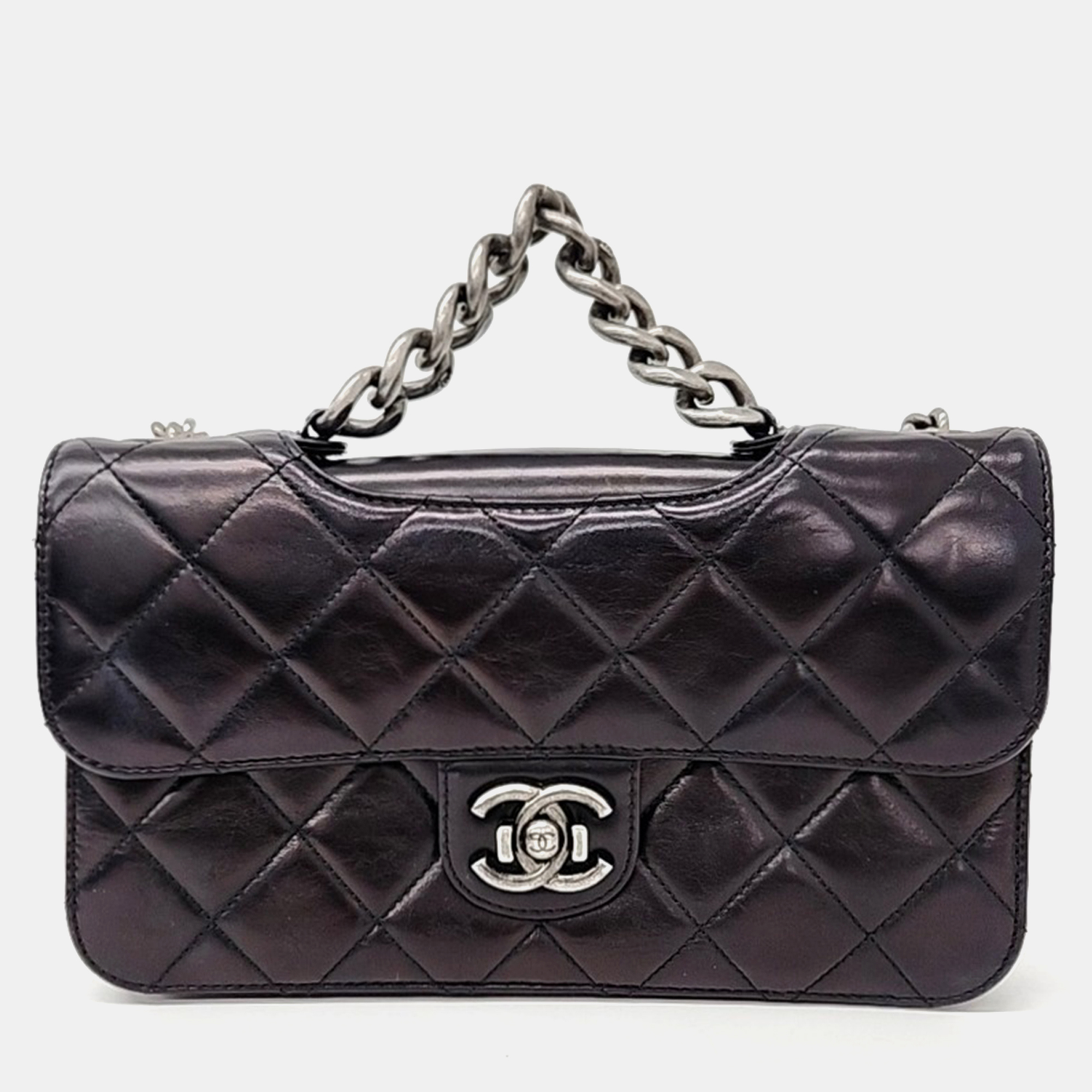 

Chanel Black Quilted Glossy Leather Perfect Edge Medium Bag