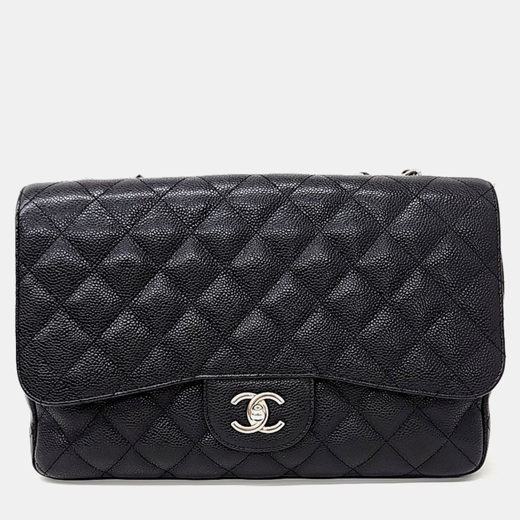 

Chanel Black Leather Classic Jumbo Bag