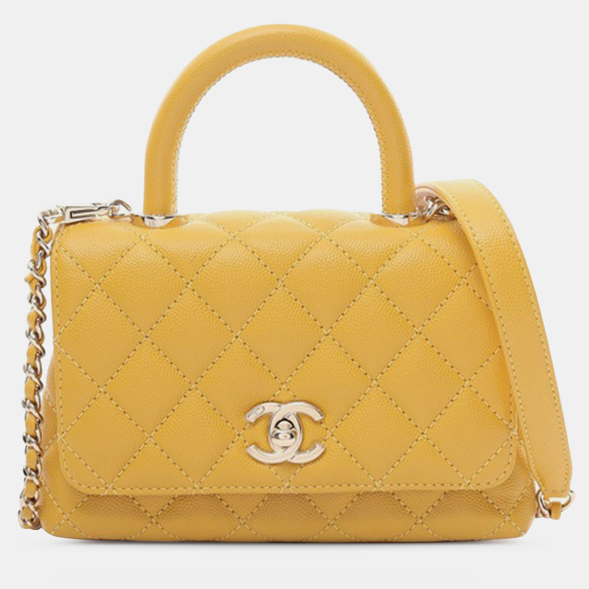 

Chanel Yellow Extra Mini Caviar Coco Top Handle Bag