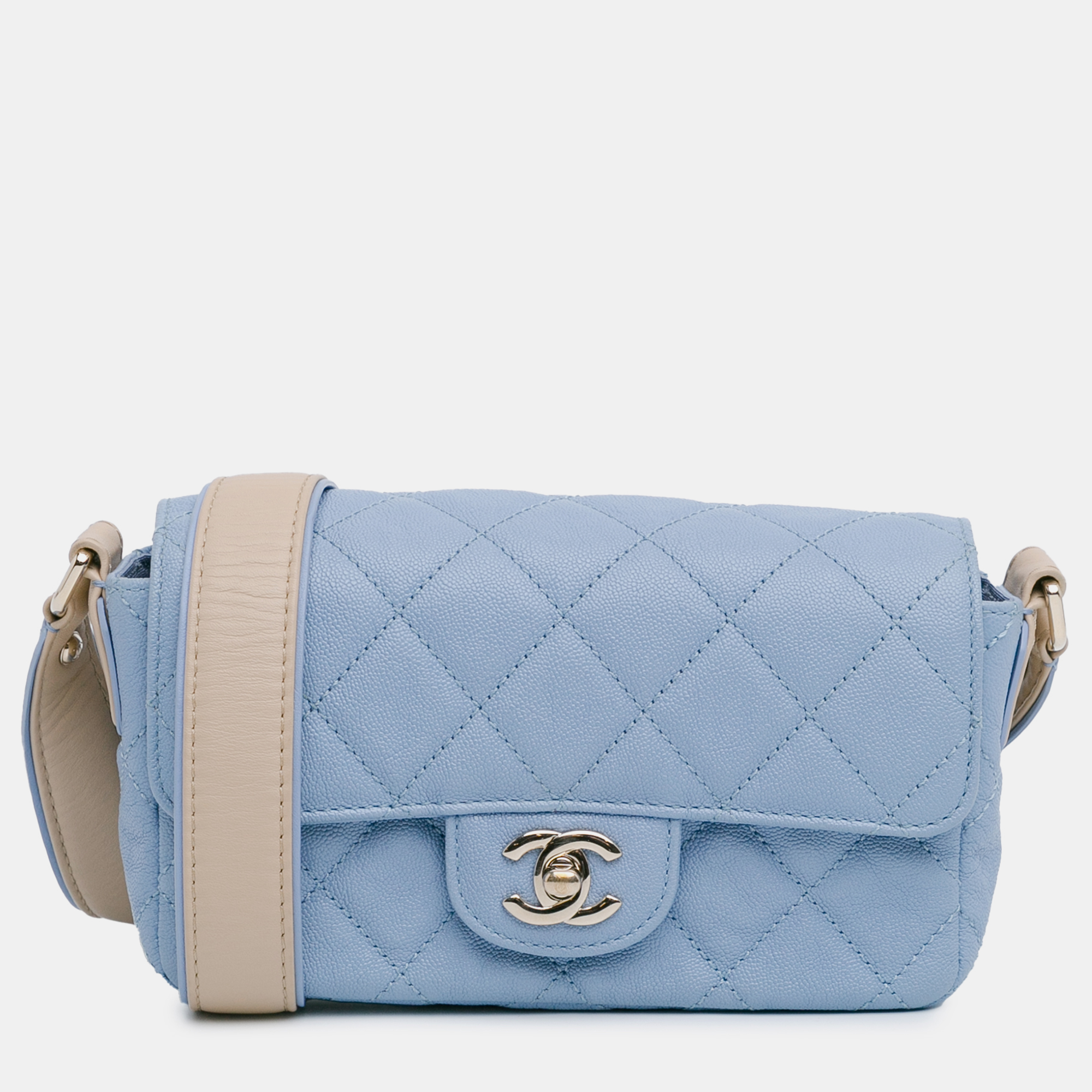 

Chanel Blue CC Quilted Caviar Single Flap Bag