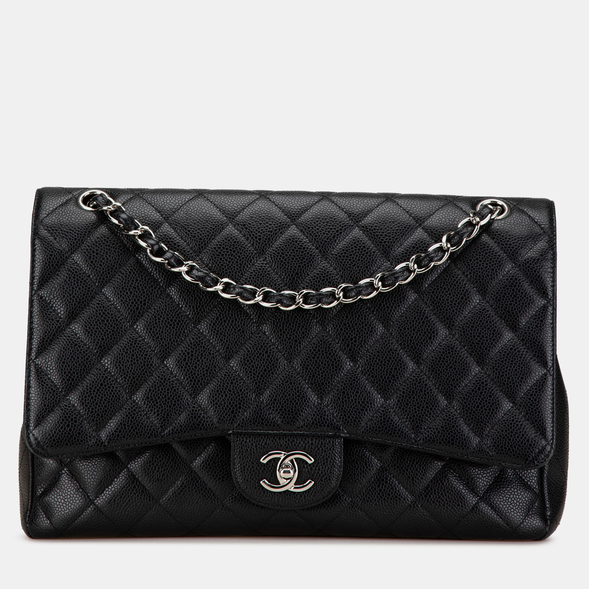 

Chanel Black Maxi Classic Caviar Single Flap Bag