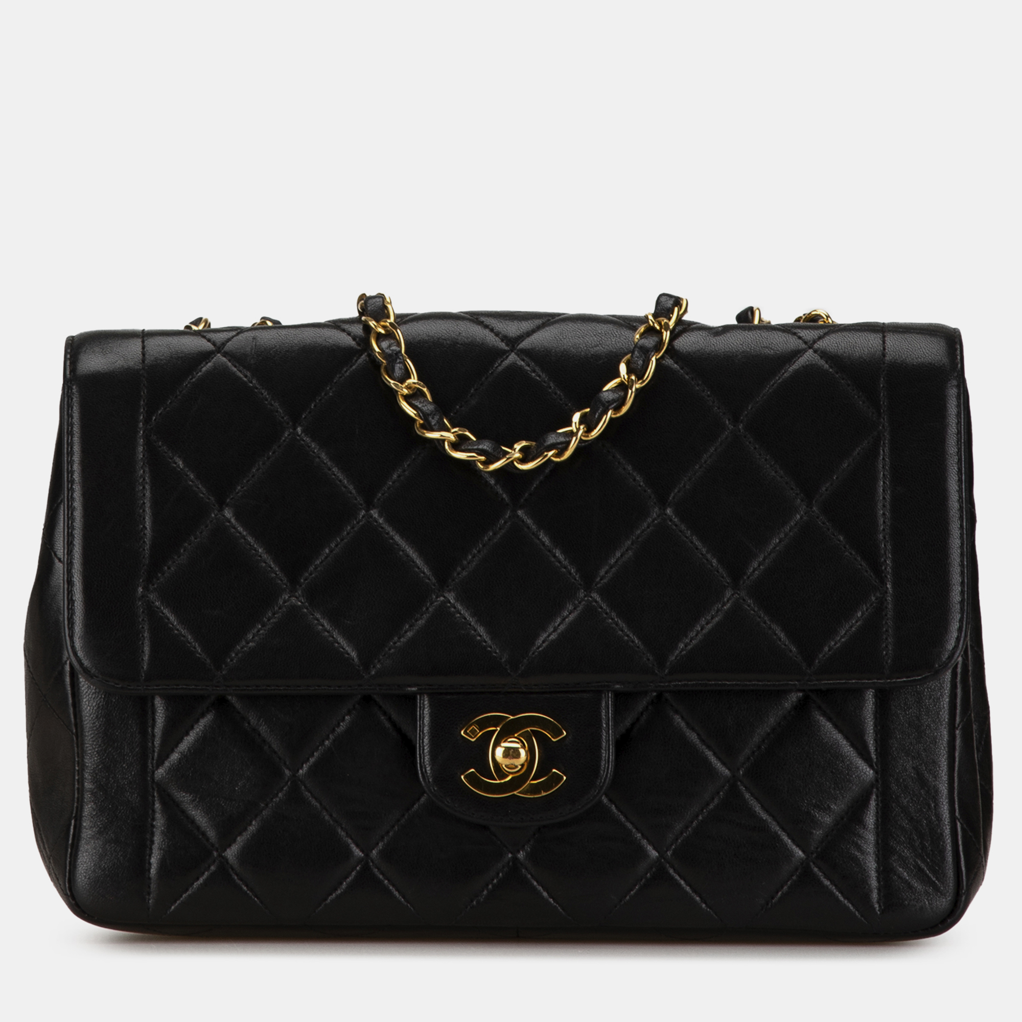 

Chanel Black Medium Quilted Lambskin Border Single Flap Bag