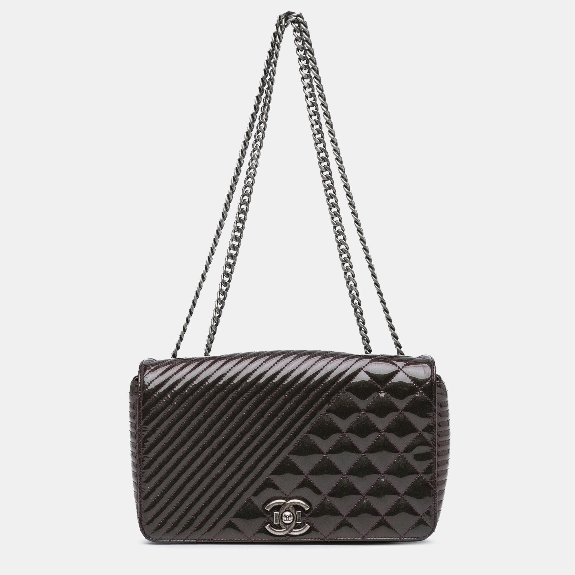 

Chanel Purple Medium Patent Coco Boy Flap Bag