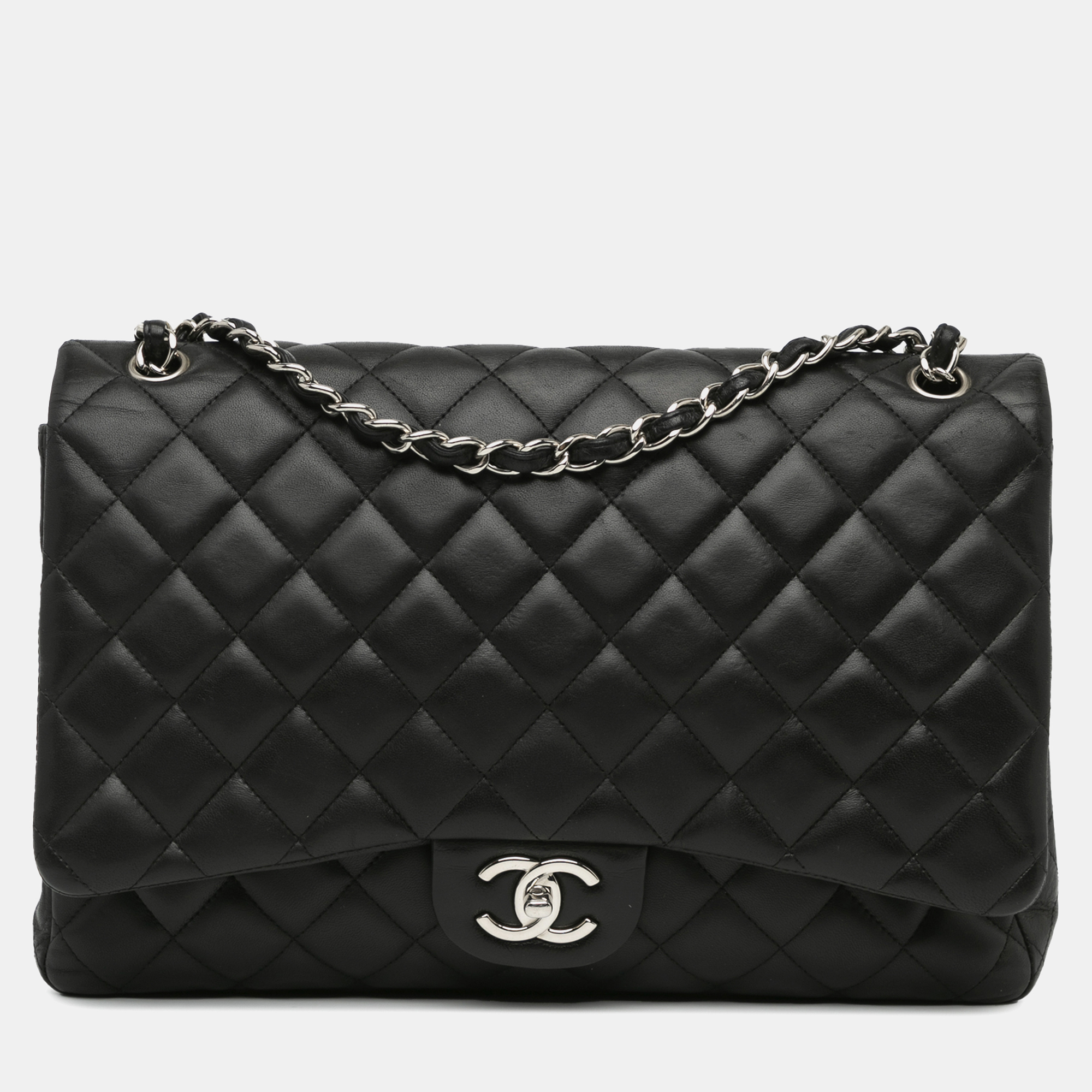 

Chanel Black Maxi Classic Lambskin Double Flap Bag