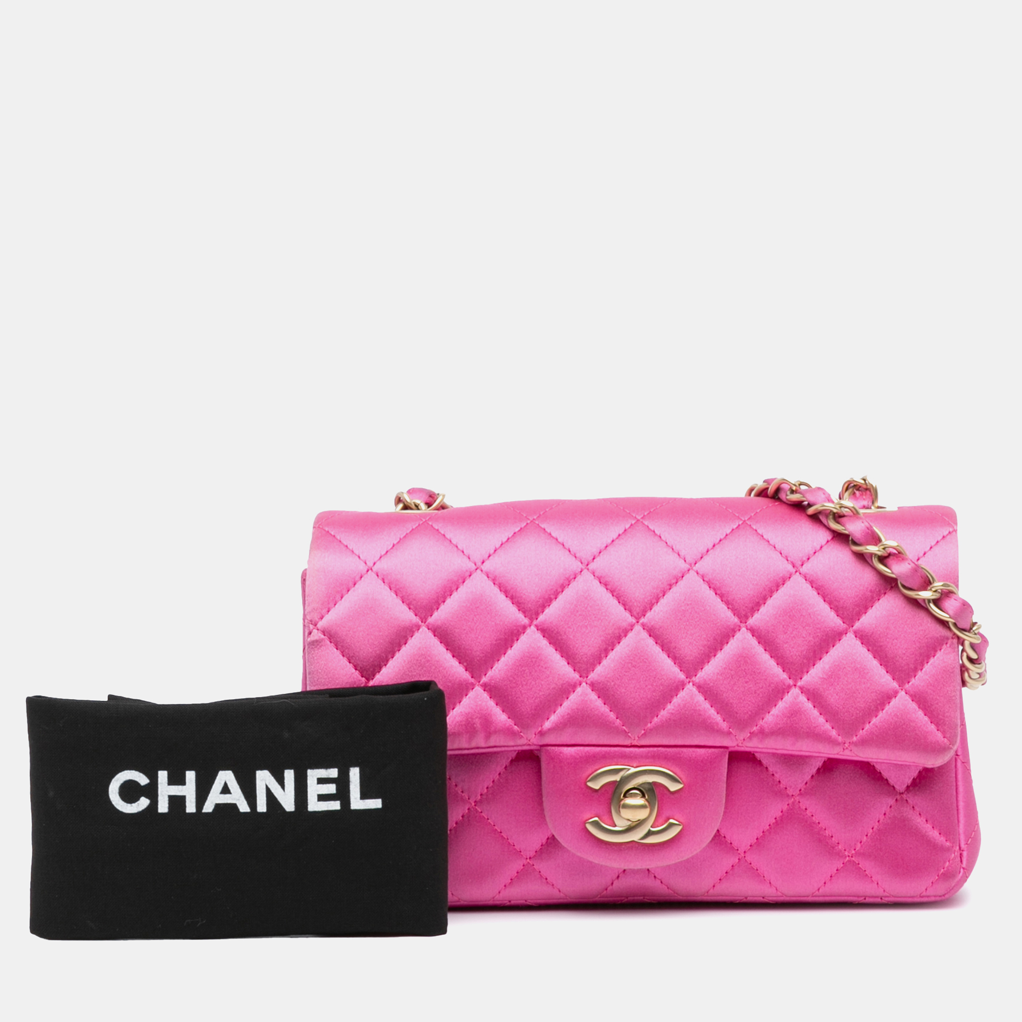 Chanel Pink Mini Rectangular Classic Satin Single Flap Bag 