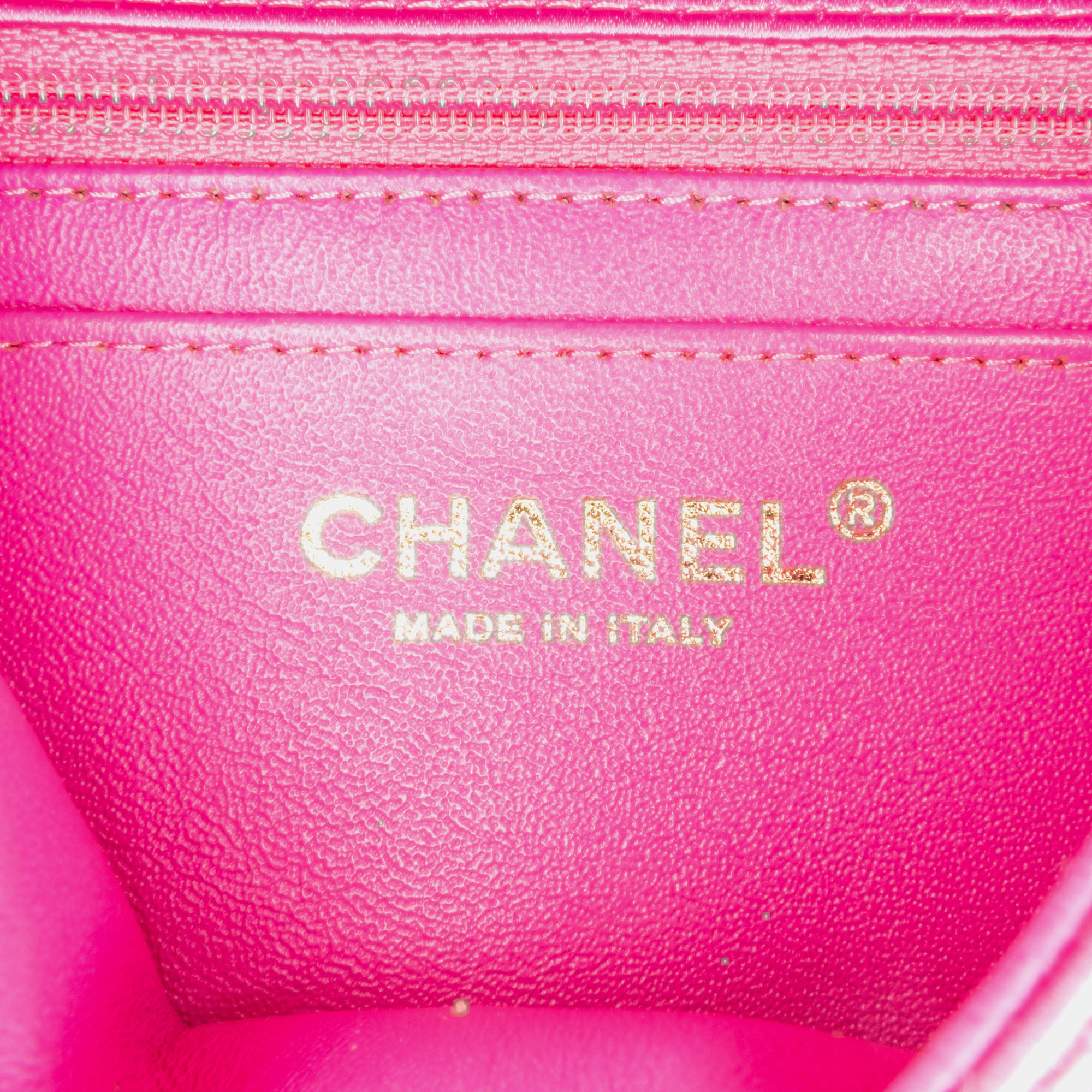 Chanel Pink Mini Rectangular Classic Satin Single Flap Bag 