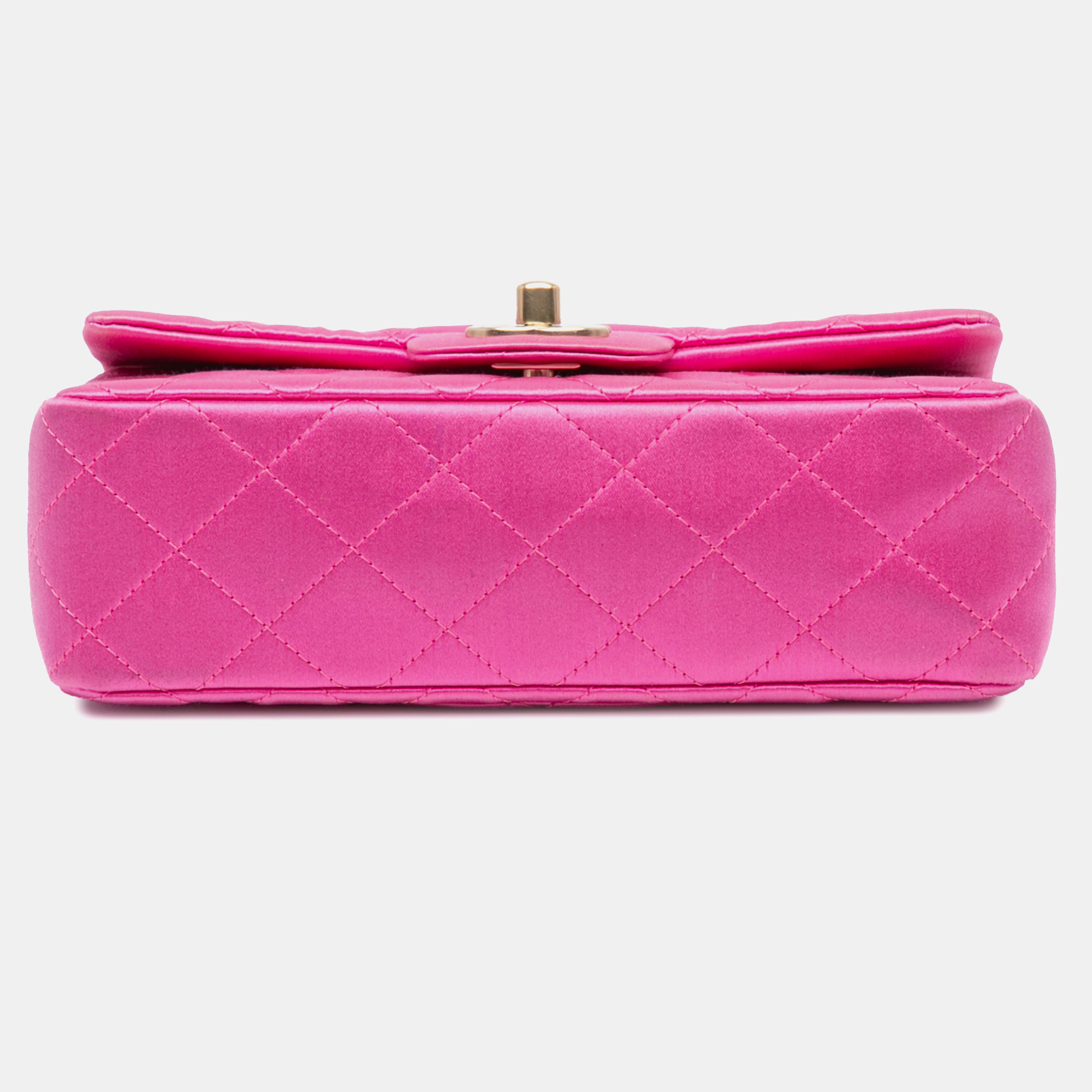 Chanel Pink Mini Rectangular Classic Satin Single Flap Bag 