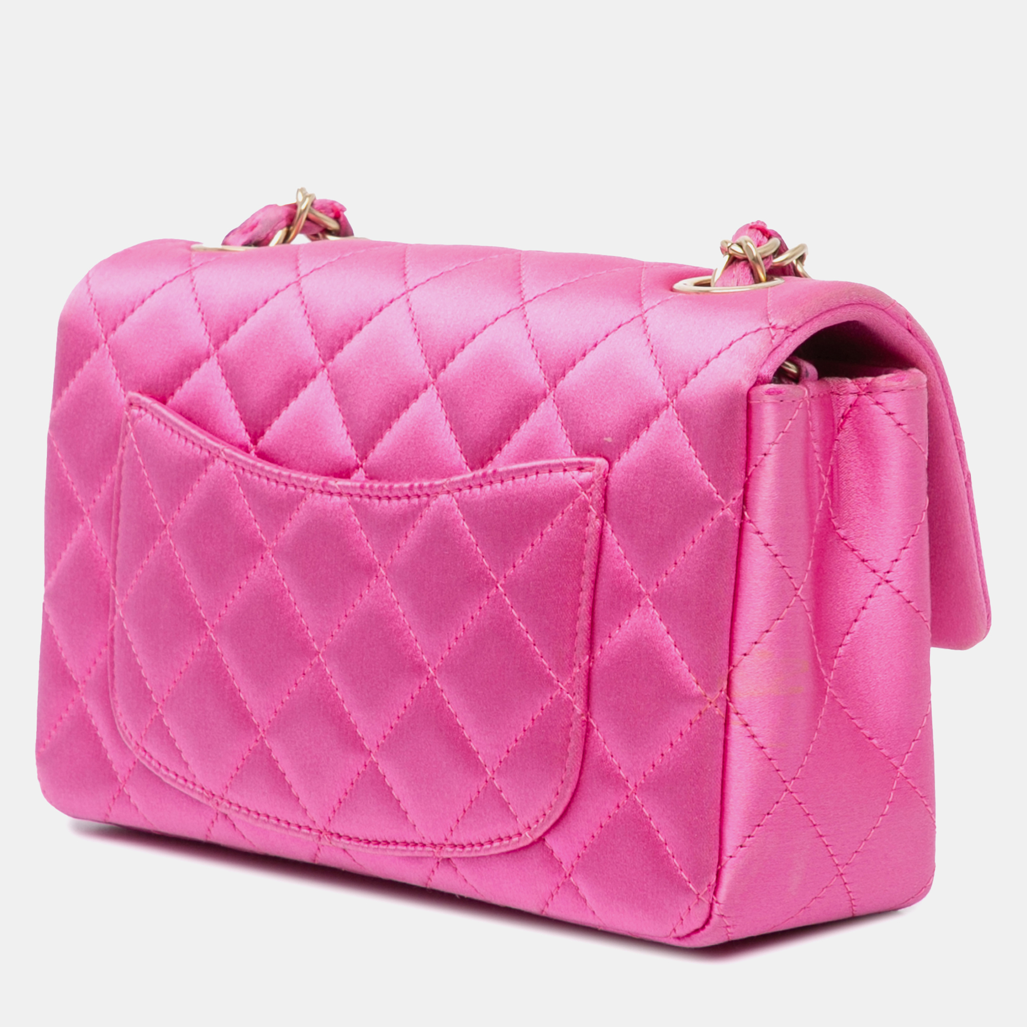 Chanel Pink Mini Rectangular Classic Satin Single Flap Bag 