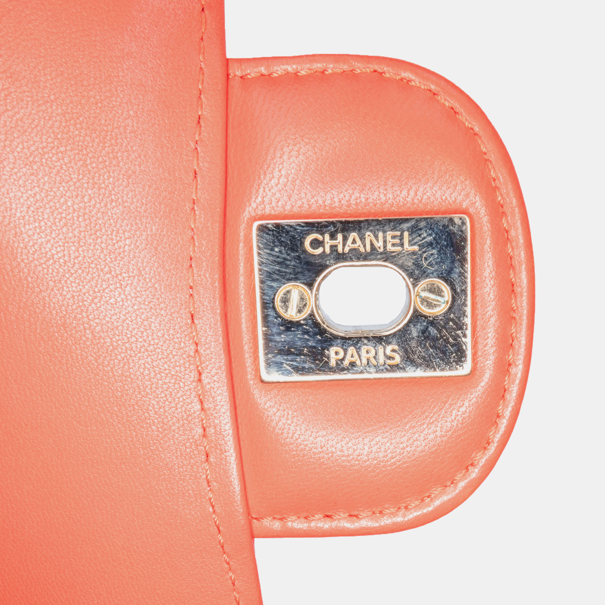 Chanel Red Medium Classic Chevron Lambskin Double Flap Bag 