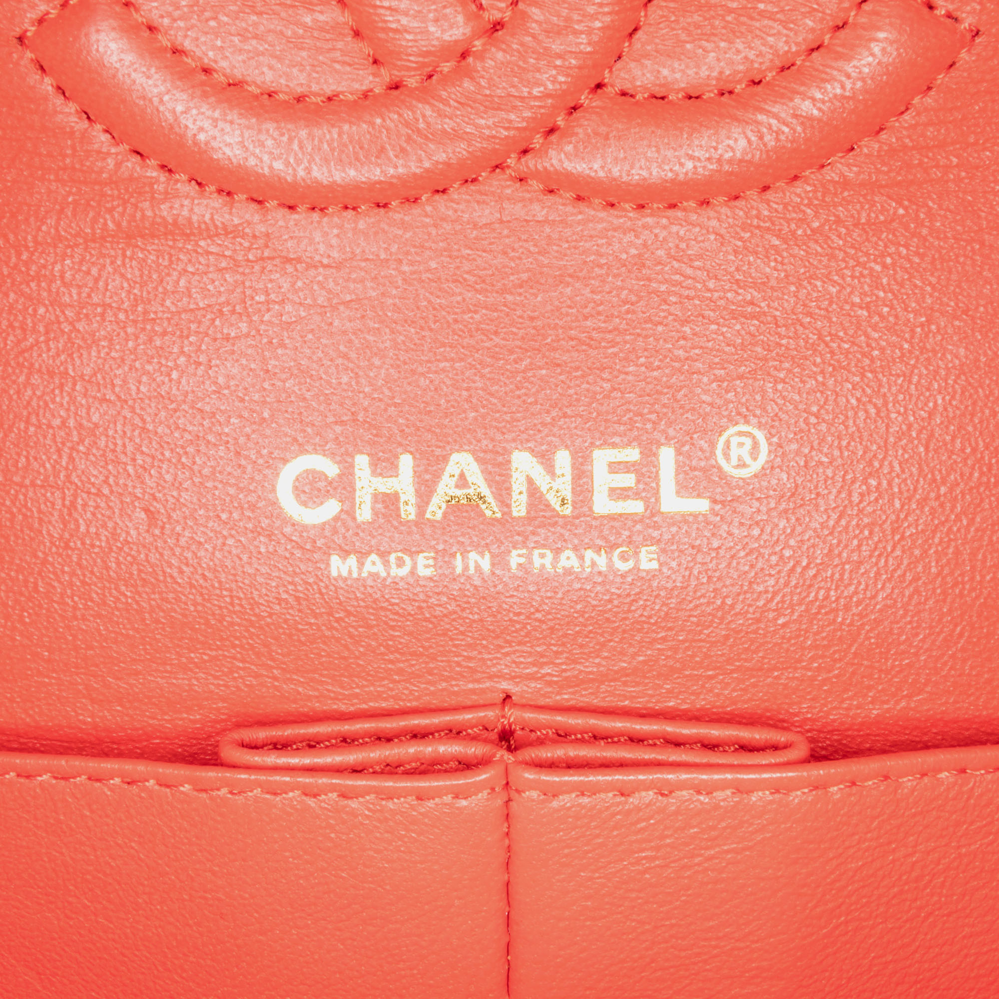 Chanel Red Medium Classic Chevron Lambskin Double Flap Bag 