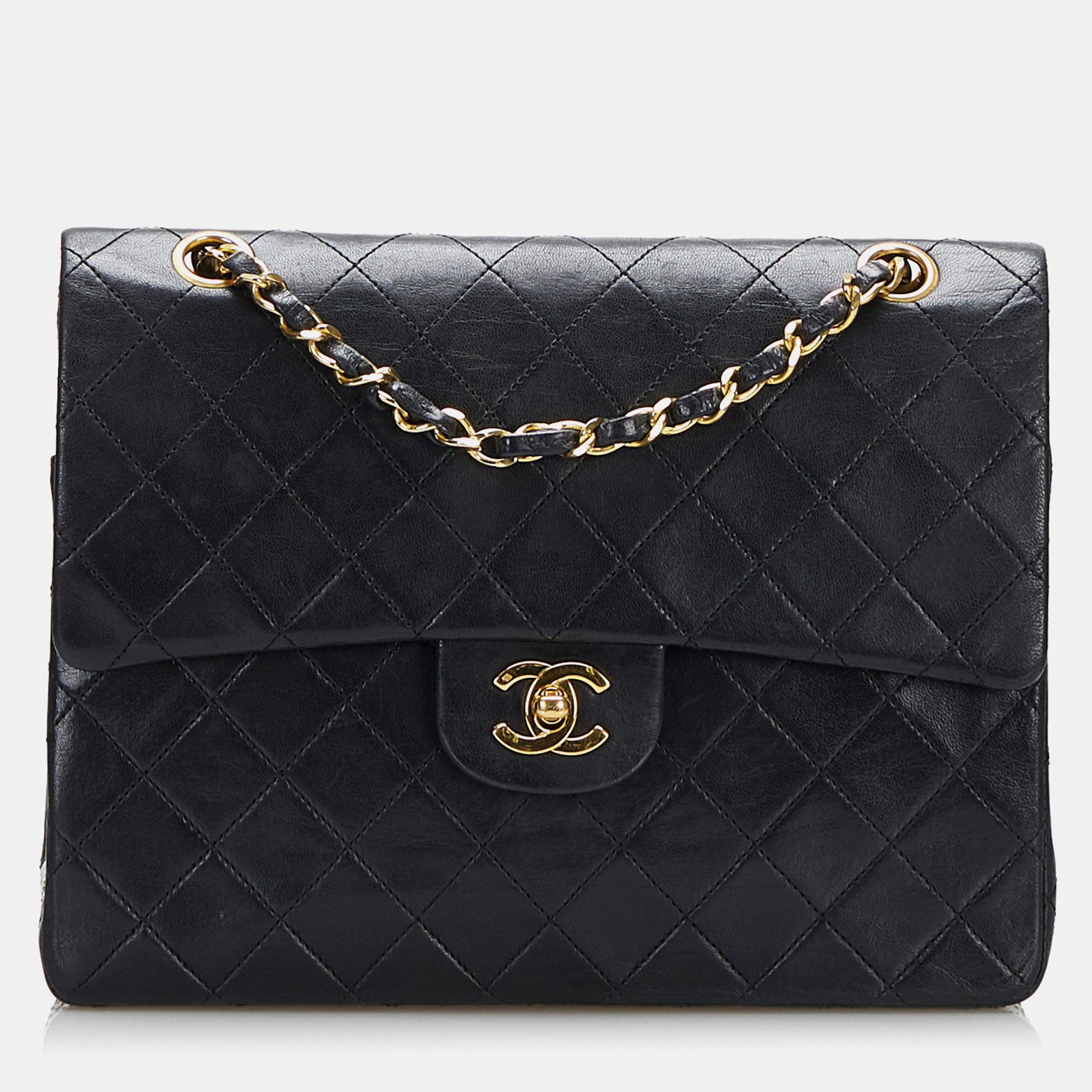 

Chanel Black Medium Tall Classic Lambskin Double Flap Bag