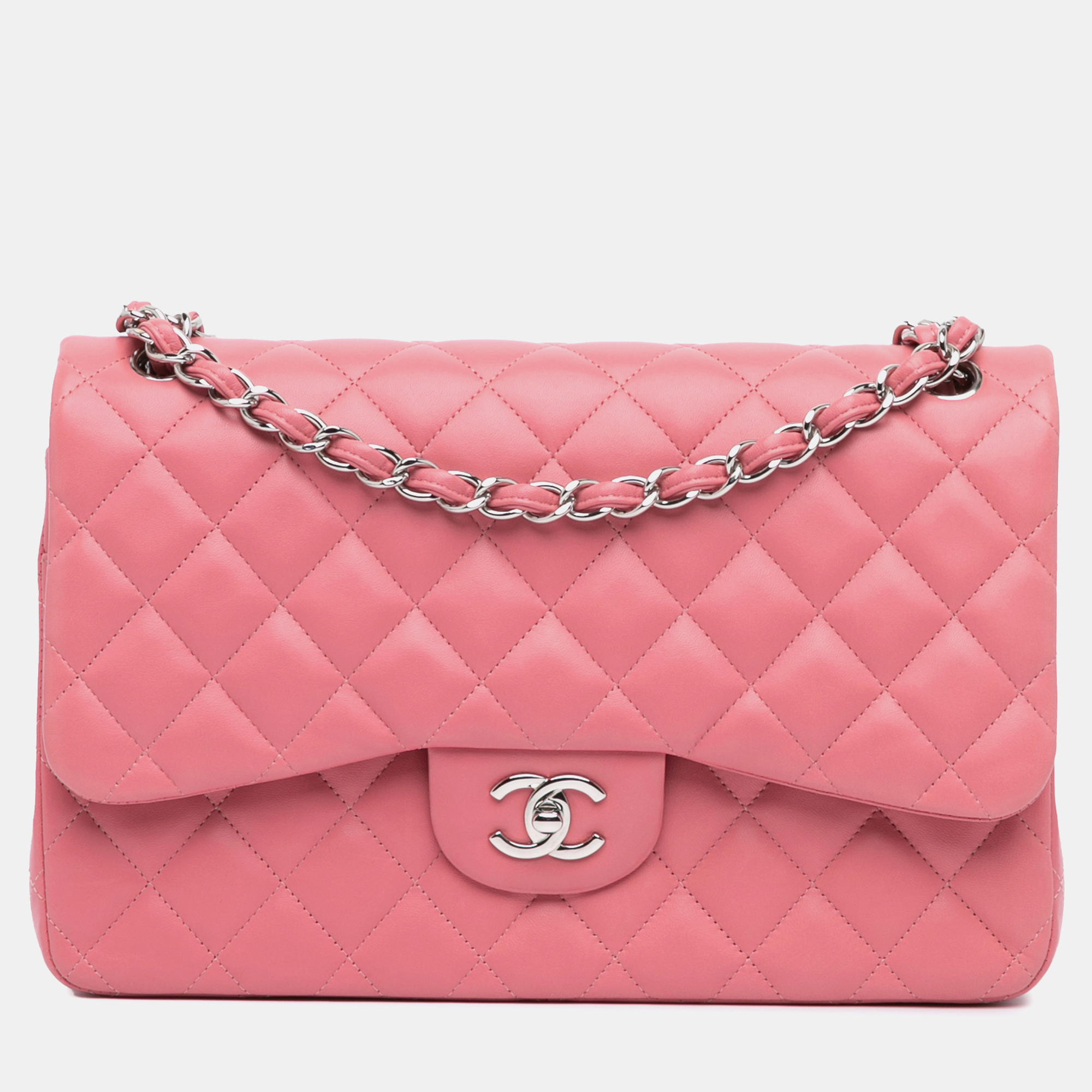 

Chanel Pink Jumbo Classic Lambskin Double Flap Bag