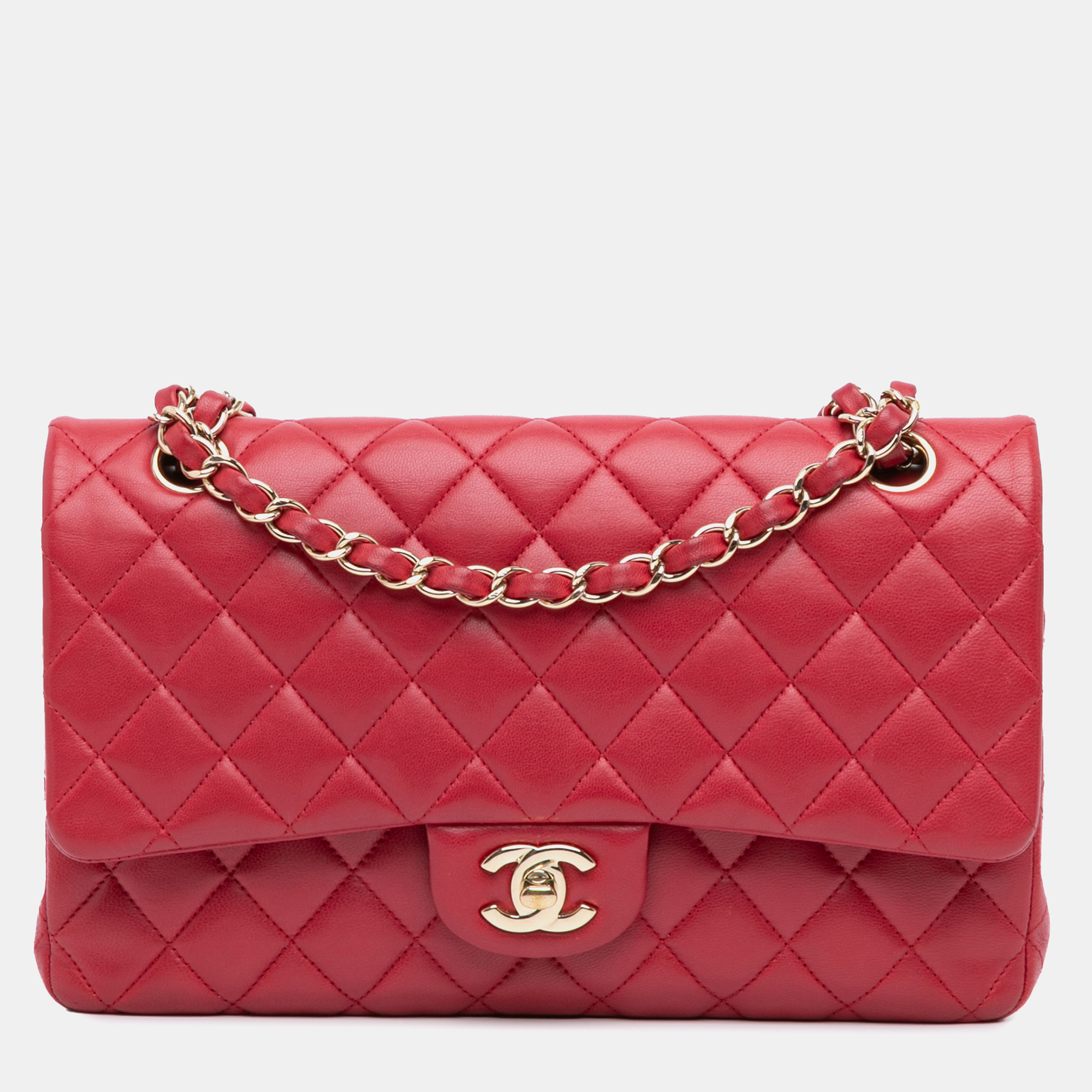 

Chanel Red Medium Classic Lambskin Double Flap