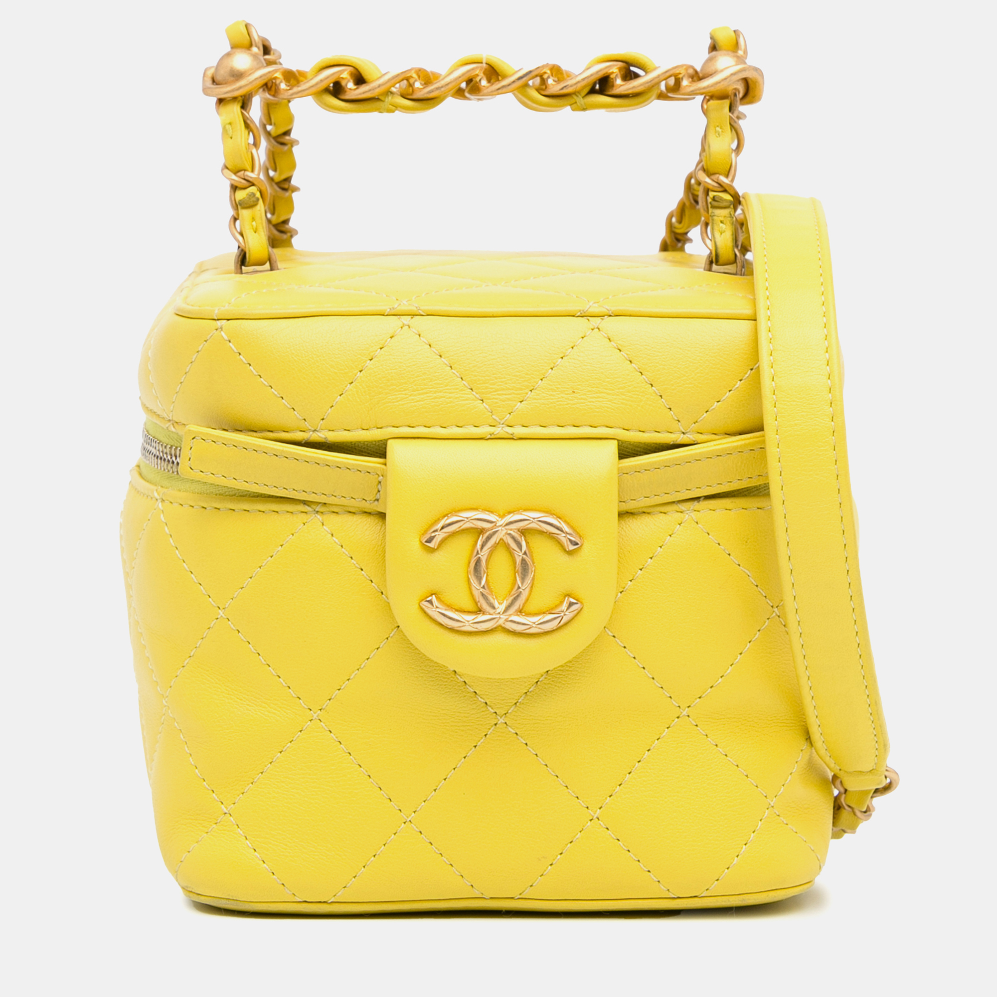 

Chanel Yellow CC Quilted Lambskin Vanity Case