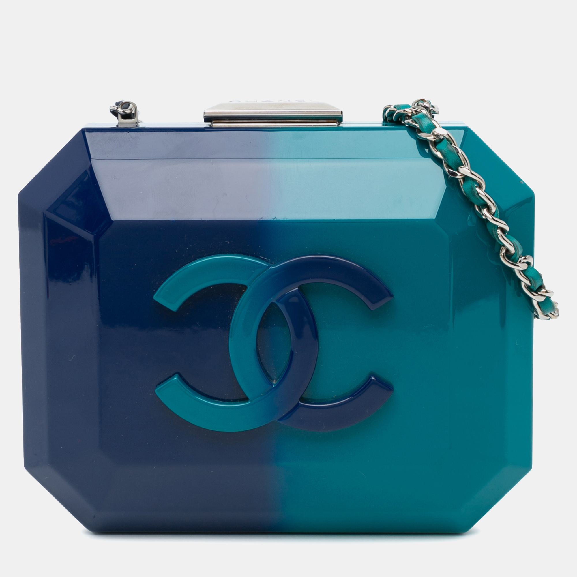 

Chanel Blue CC Ombre Plexiglass Clutch on Chain