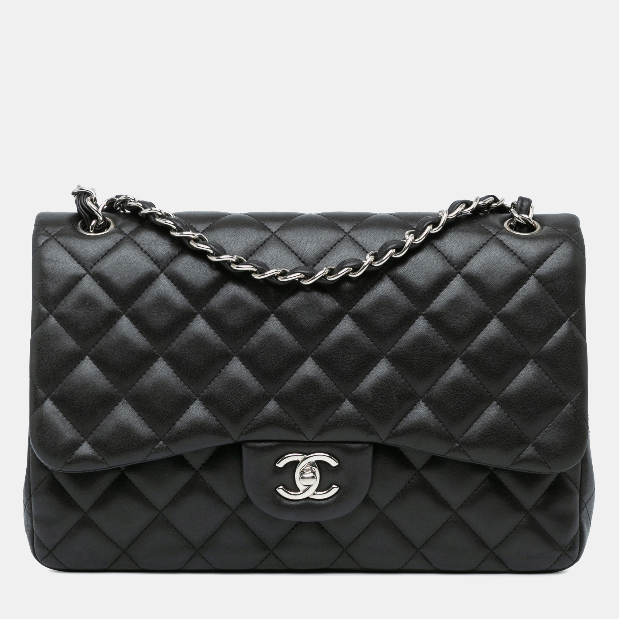 

Chanel Black Jumbo Classic Lambskin Double Flap Bag