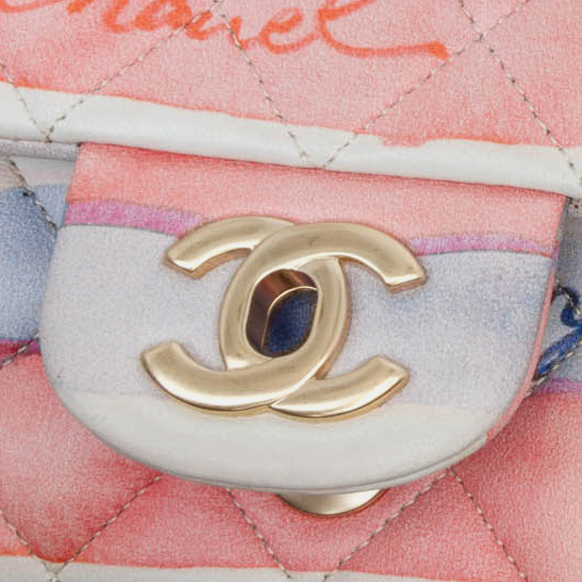 Chanel Multicolor Medium Classic Printed Lambskin Watercolor Double Flap 