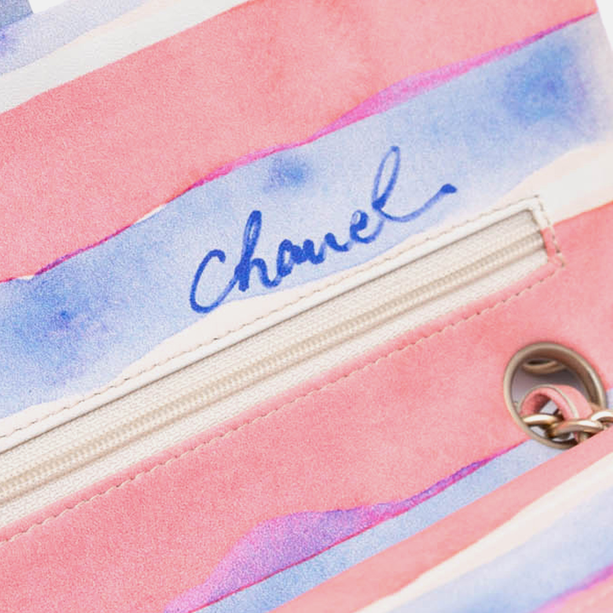 Chanel Multicolor Medium Classic Printed Lambskin Watercolor Double Flap 