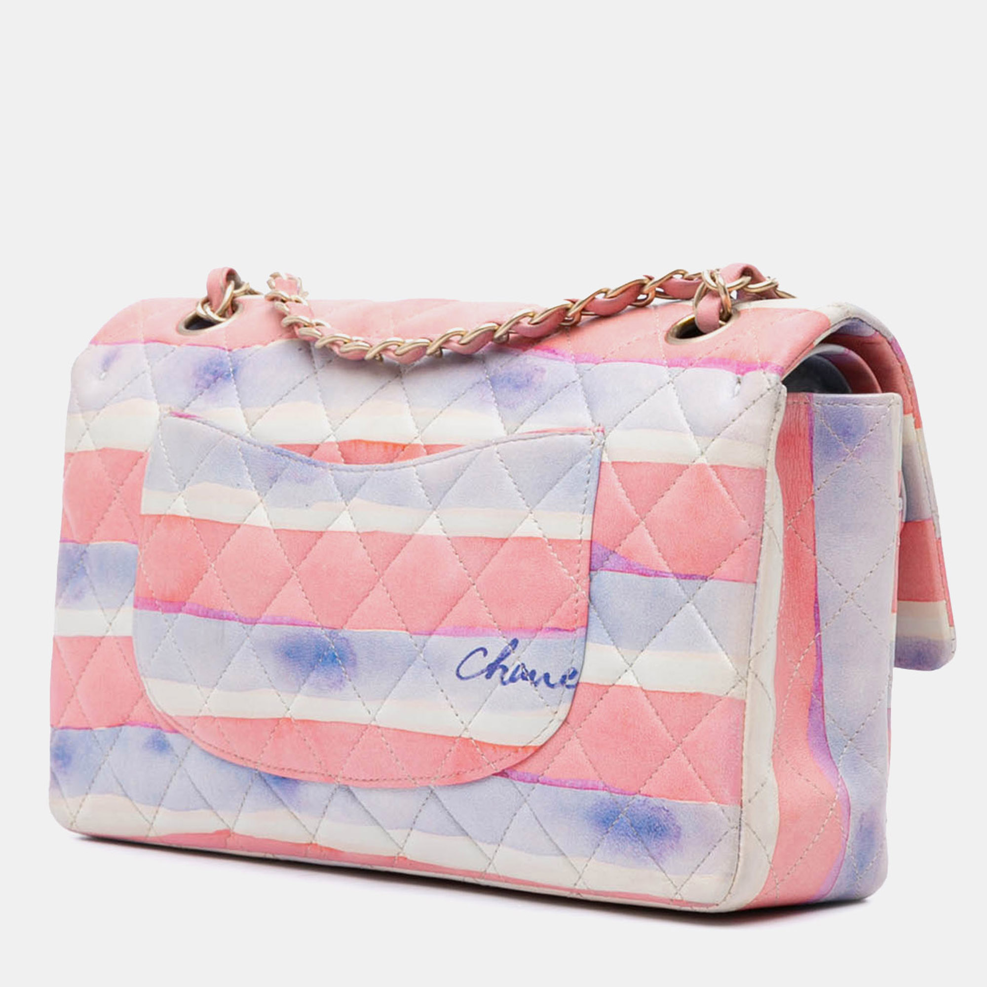 Chanel Multicolor Medium Classic Printed Lambskin Watercolor Double Flap 