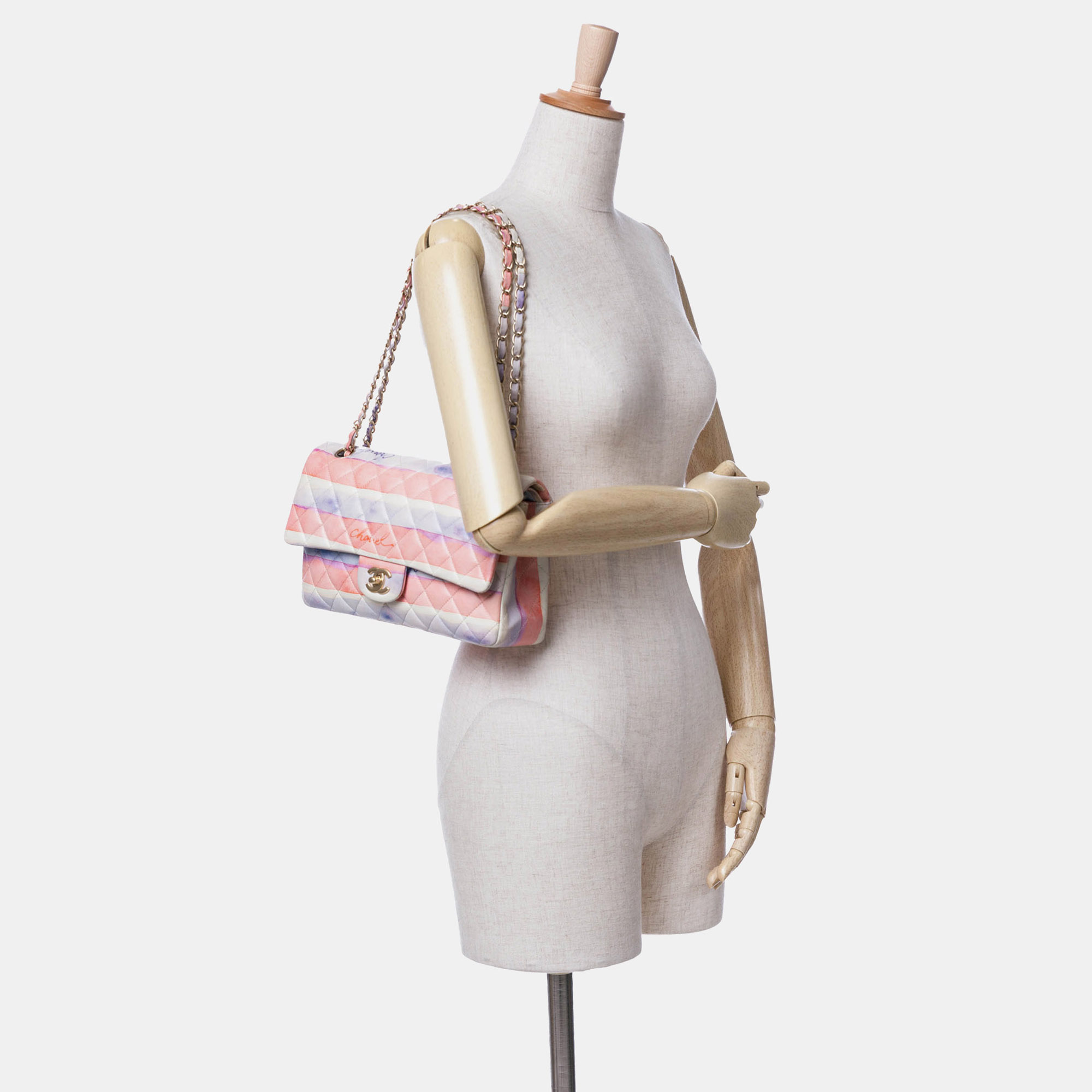 Chanel Multicolor Medium Classic Printed Lambskin Watercolor Double Flap 