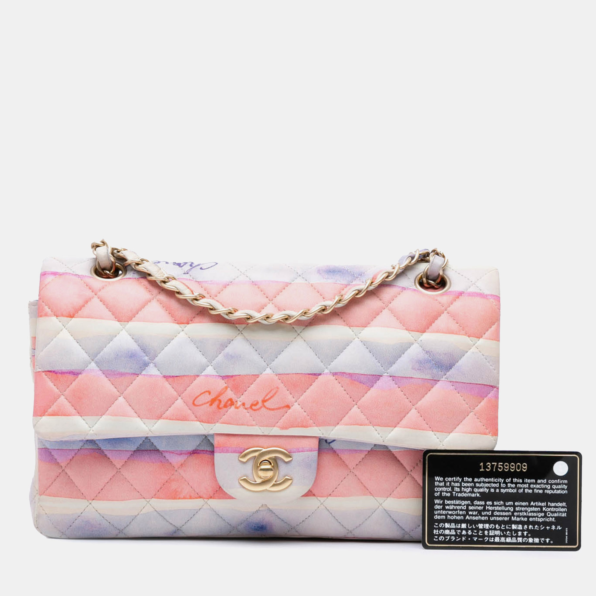 Chanel Multicolor Medium Classic Printed Lambskin Watercolor Double Flap 