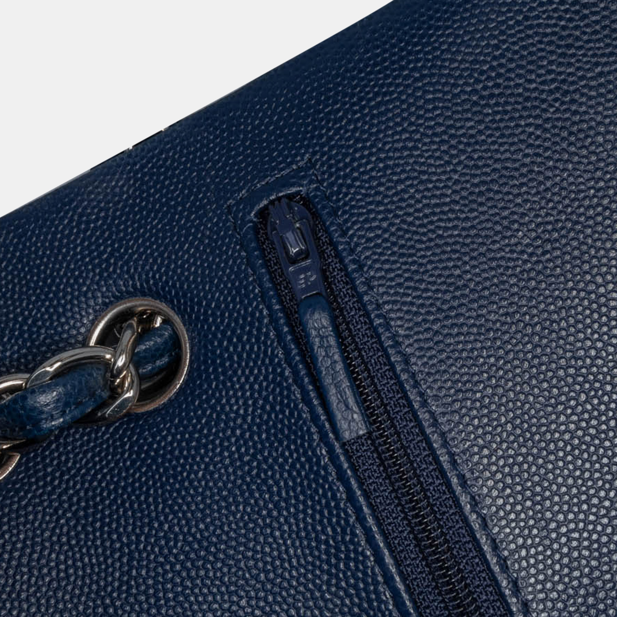 Chanel Blue Jumbo Classic Caviar Double Flap 